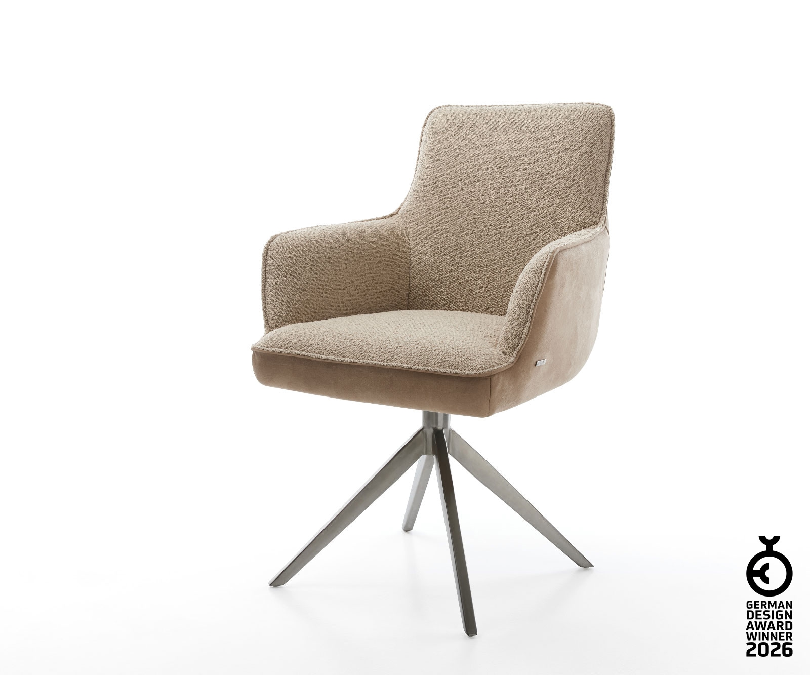 Drehstuhl Heira-Flex mit Armlehnen Materialmix Schlamm Kreuzgestell breit G günstig online kaufen