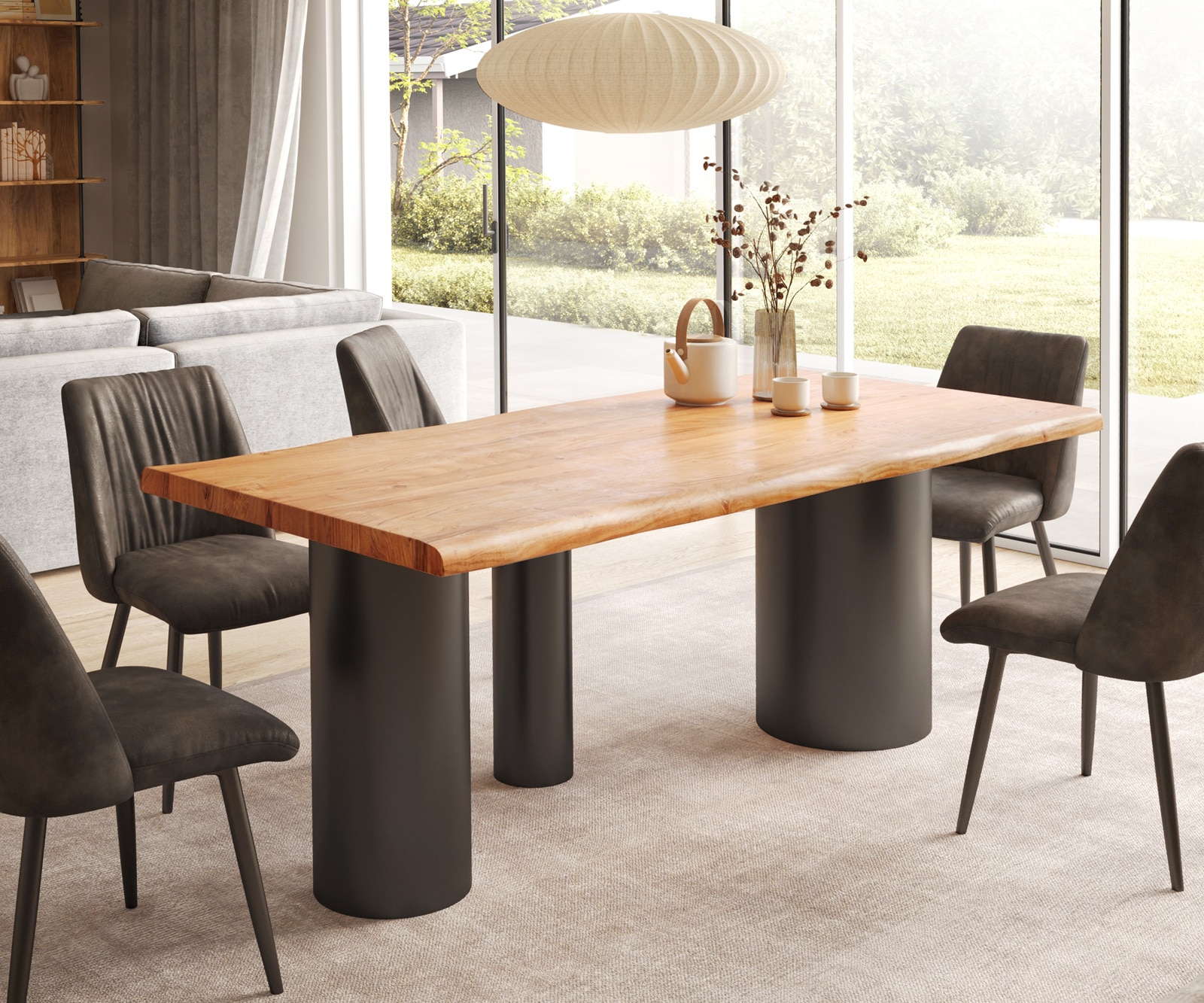 Esstisch Edge 200x100 XL Akazie Natur Troa Metall Schwarz Live-Edge Esstisch Edge 200x100 XL Akazie Natur Troa Metall Schwarz Live-Edge