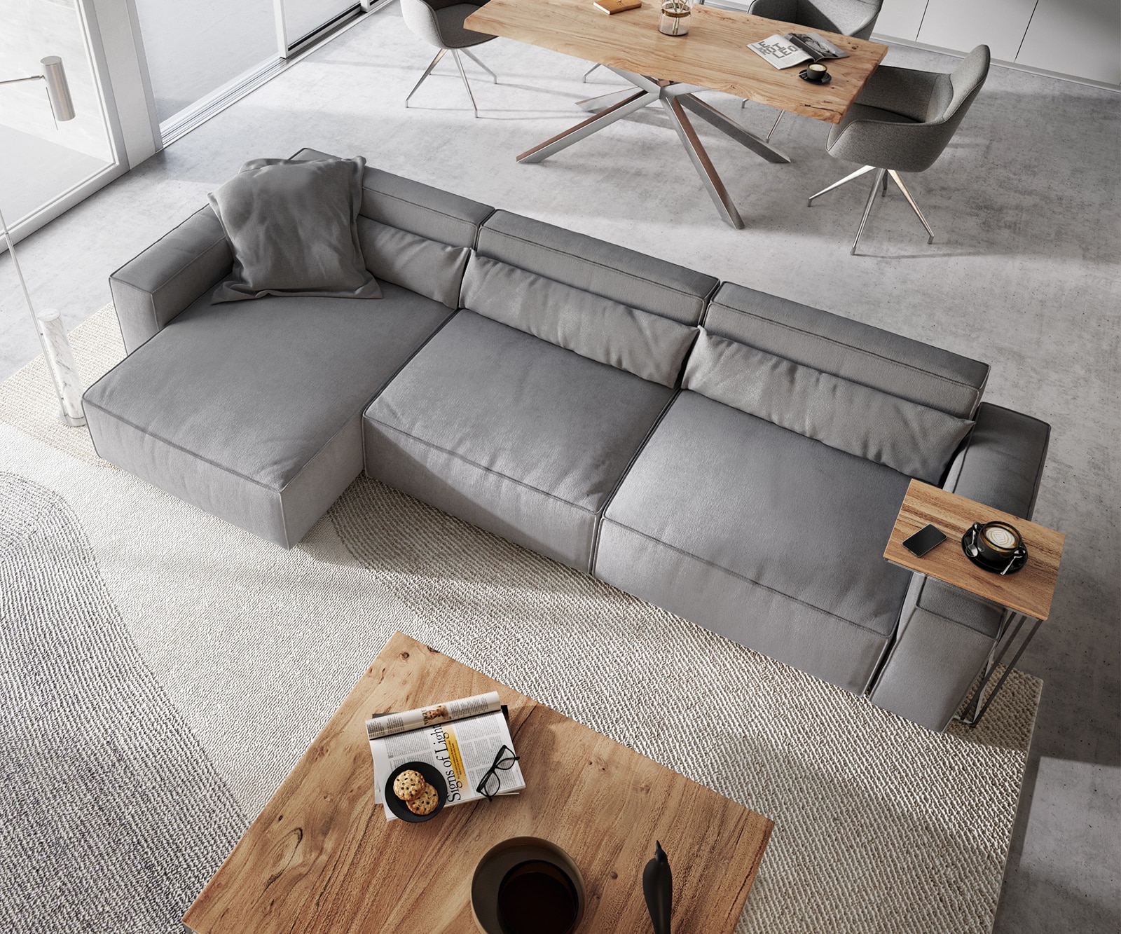 Ecksofa Sirpio XL 370x170 cm Mikrofaser Grau 3 Ecksofa Sirpio XL 370x170 cm Mikrofaser Grau 3