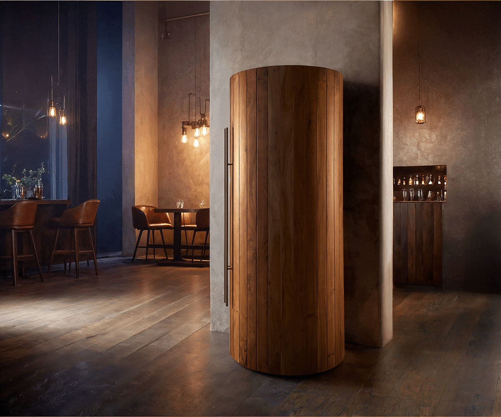 Barschrank Tulsa 80x190 cm Akazie Natur LED-Beleuchtung Weinschrank 3