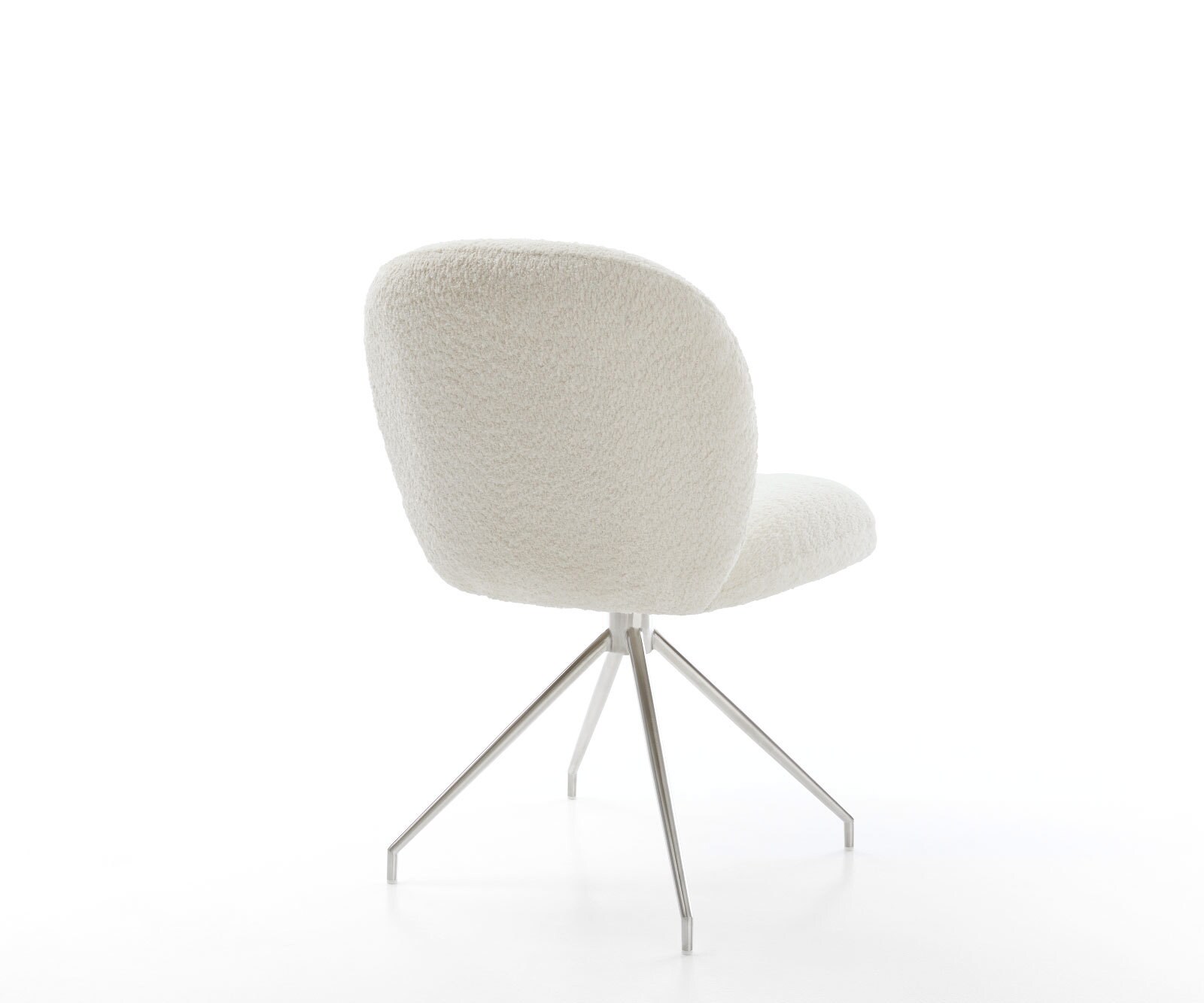 Drehstuhl Nube-Flex Bouclé Weiß Kreuzgestell konisch Edelstahl 180° drehbar Taschenfederkern 4