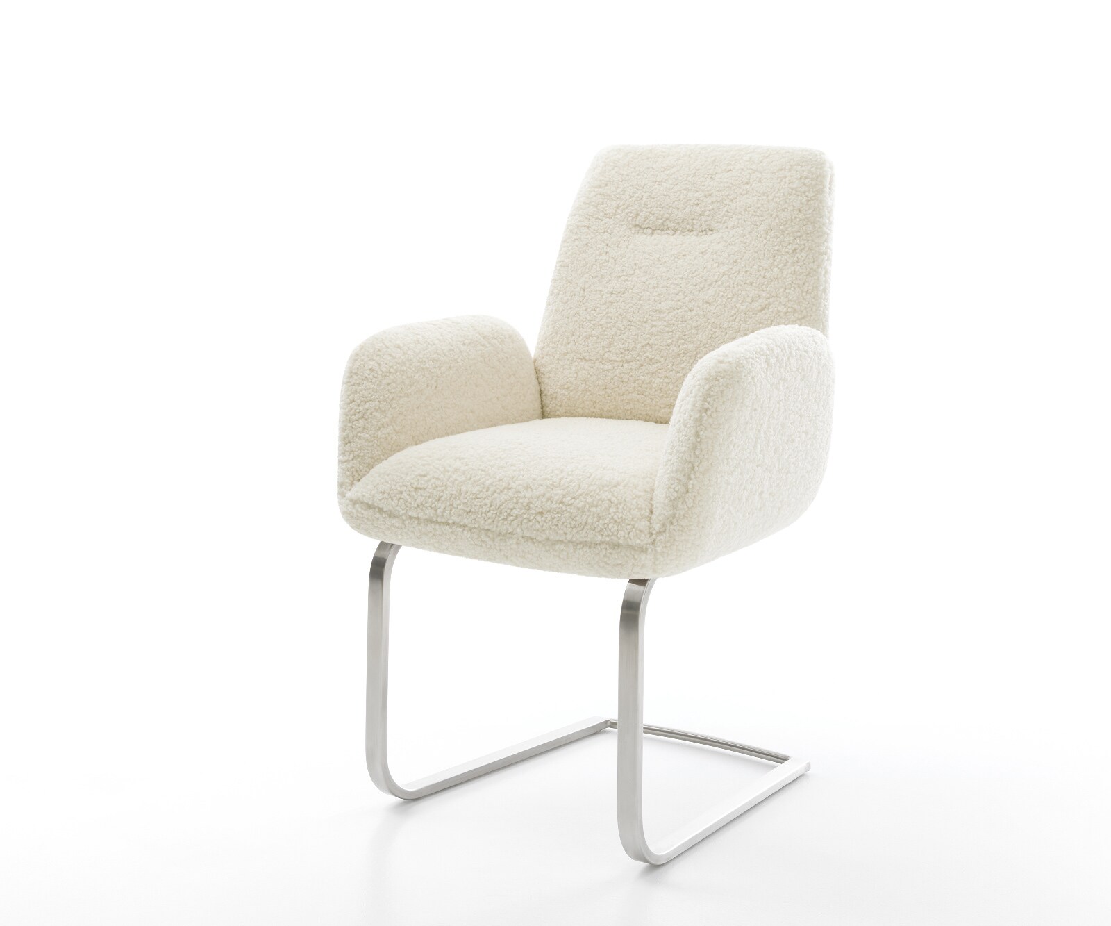 Freischwinger Zoa-Flex Teddystoff Beige Freischwinger flach Edelstahl Tasch günstig online kaufen
