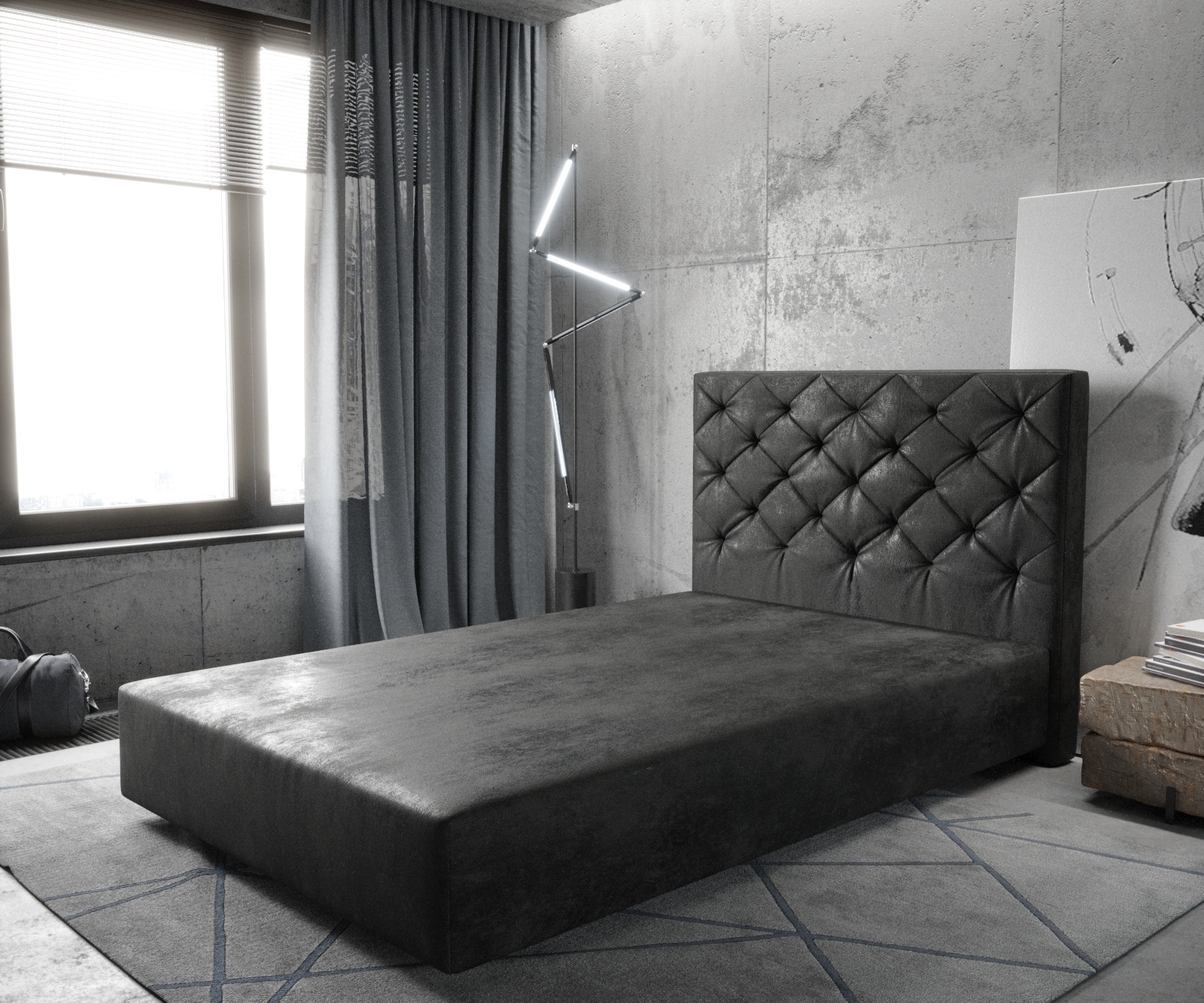 Boxspringgestell Dream-Great Mikrofaser Anthrazit Vintage 120x200 cm Boxspringgestell Dream-Great Mikrofaser Anthrazit Vintage 120x200 cm