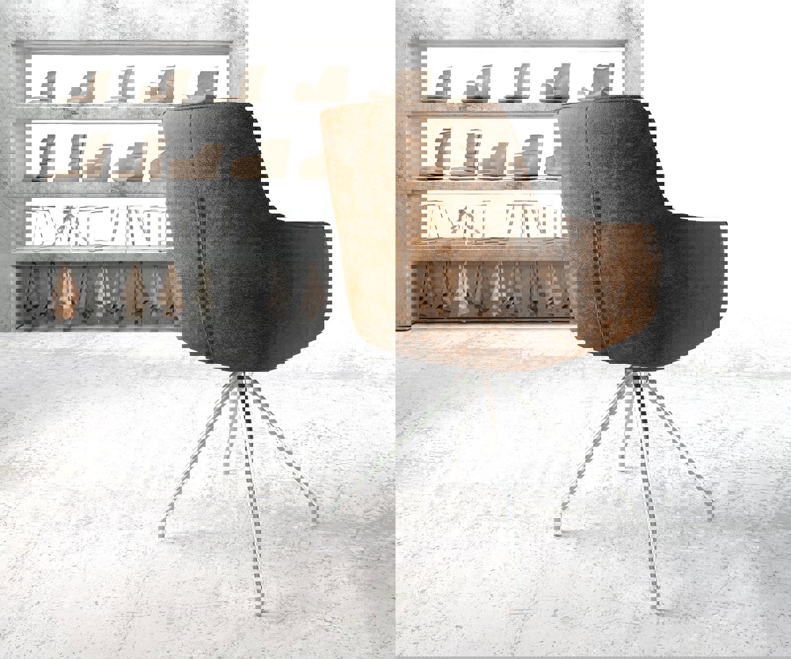 Drehstuhl Pejo-Flex Braun Antik Kreuzgestell konisch Edelstahl 180° drehbar 3 Drehstuhl Pejo-Flex Braun Antik Kreuzgestell konisch Edelstahl 180° drehbar 3