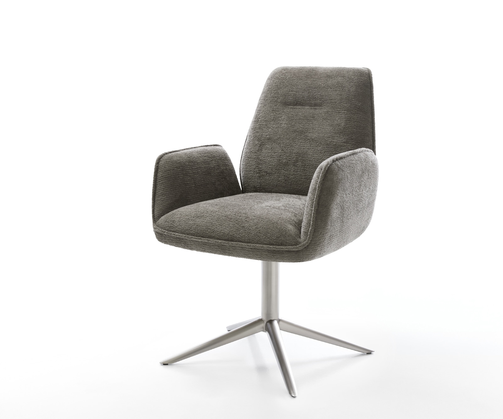 Drehstuhl Zoa-Flex Bouclé Soft Schlamm Fußkreuz Edelstahl 360° drehbar Wippfunktion Taschenfederkern