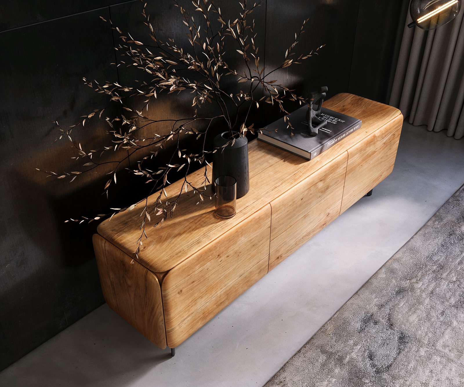 Lowboard Shavani 175 cm Akazie Natur 2 Türen 2 Schubladen Fuß Oval Metall Schwarz 3 Lowboard Shavani 175 cm Akazie Natur 2 Türen 2 Schubladen Fuß Oval Metall Schwarz 3