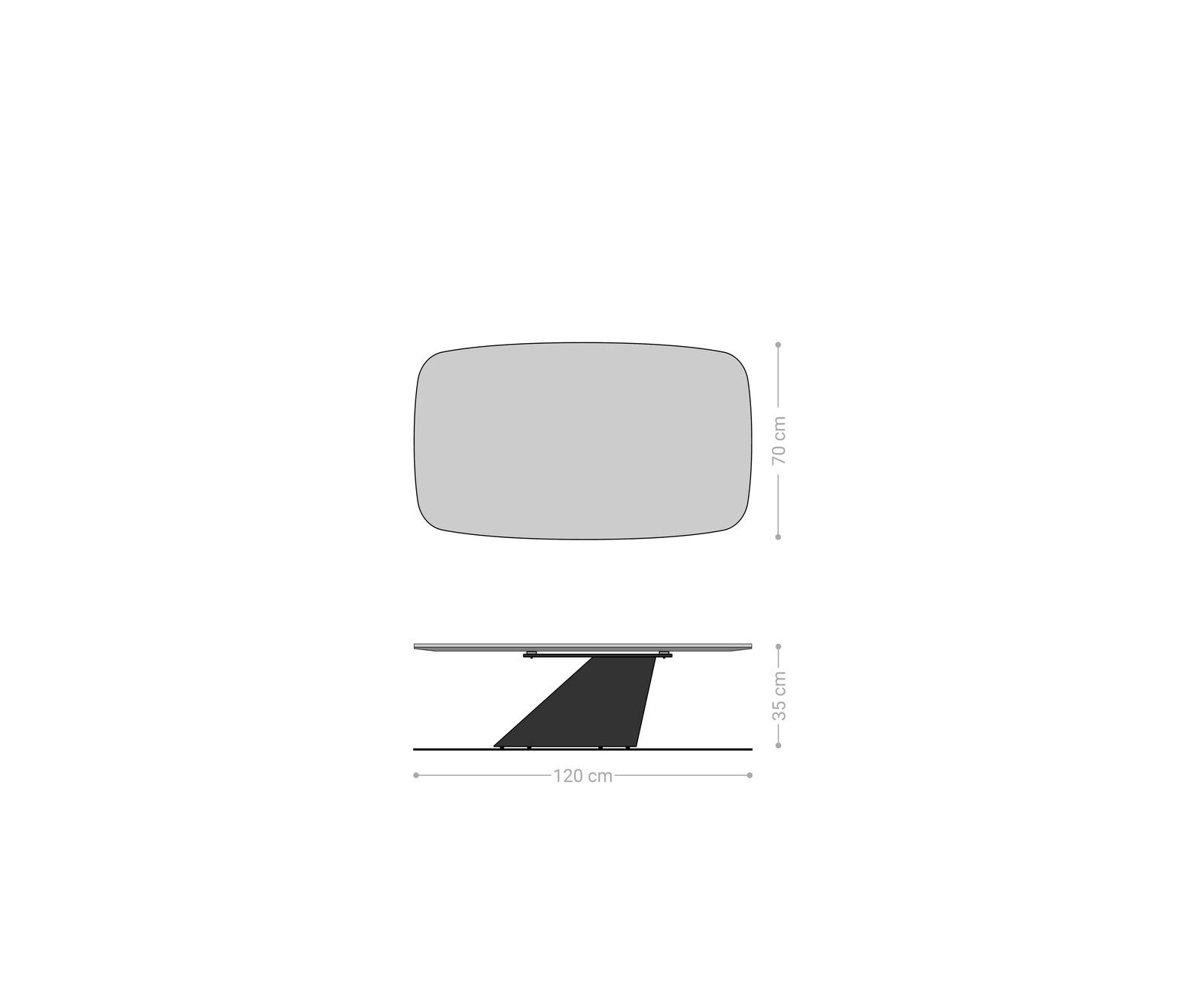 Couchtisch Edge Boot 120x70 cm Keramik Laminam® Noir Desir Braun Conis Metallic Silber 8