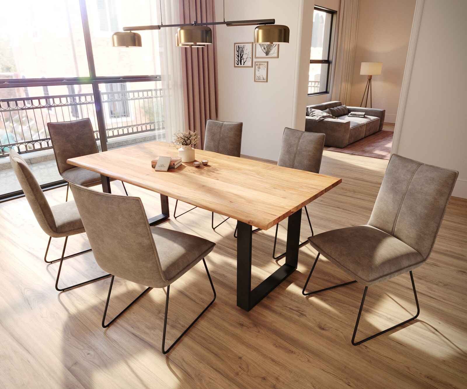 Esszimmerstuhl Lelio-Flex Mikrofaser Taupe Vintage Kufengestell Schwarz Taschenfederkern 3 Esszimmerstuhl Lelio-Flex Mikrofaser Taupe Vintage Kufengestell Schwarz Taschenfederkern 3