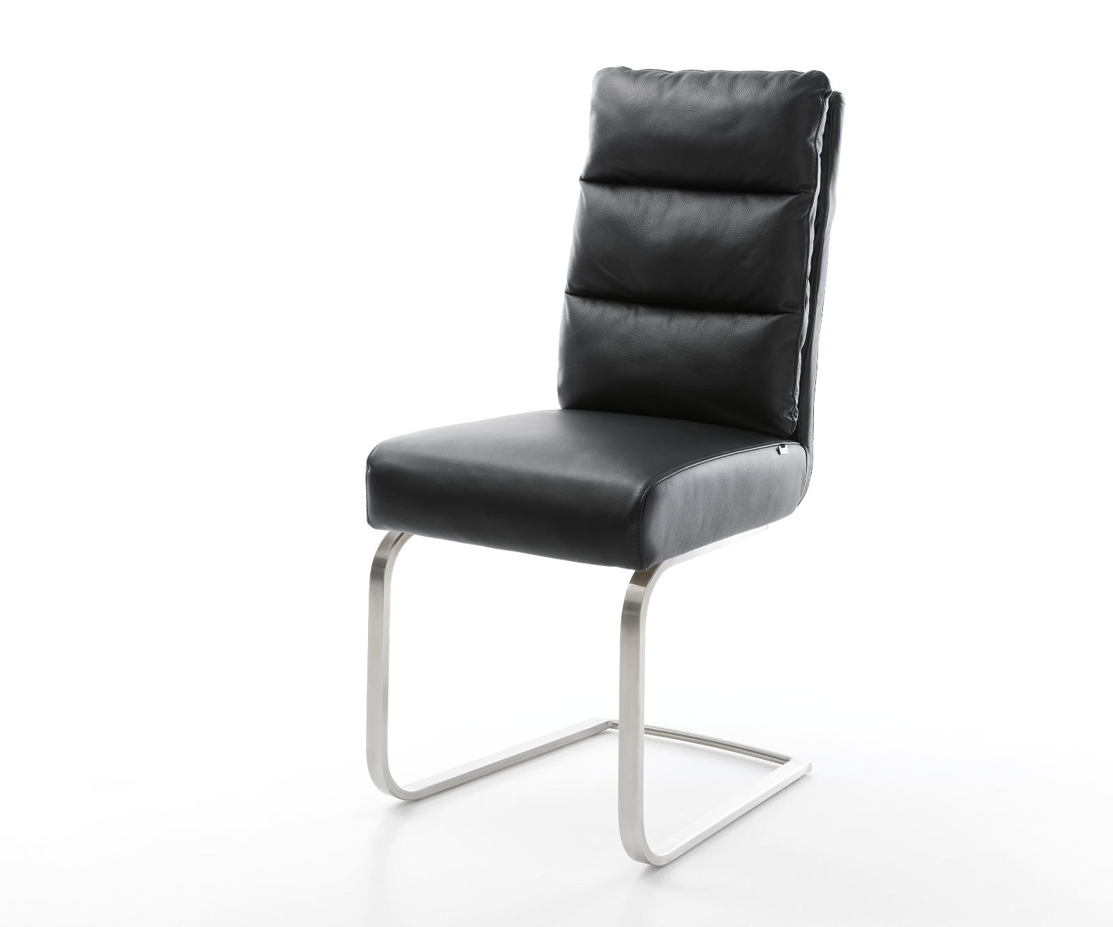 Freischwinger Pela-Flex Echt-Leder Schwarz Freischwinger flach Edelstahl Taschenfederkern