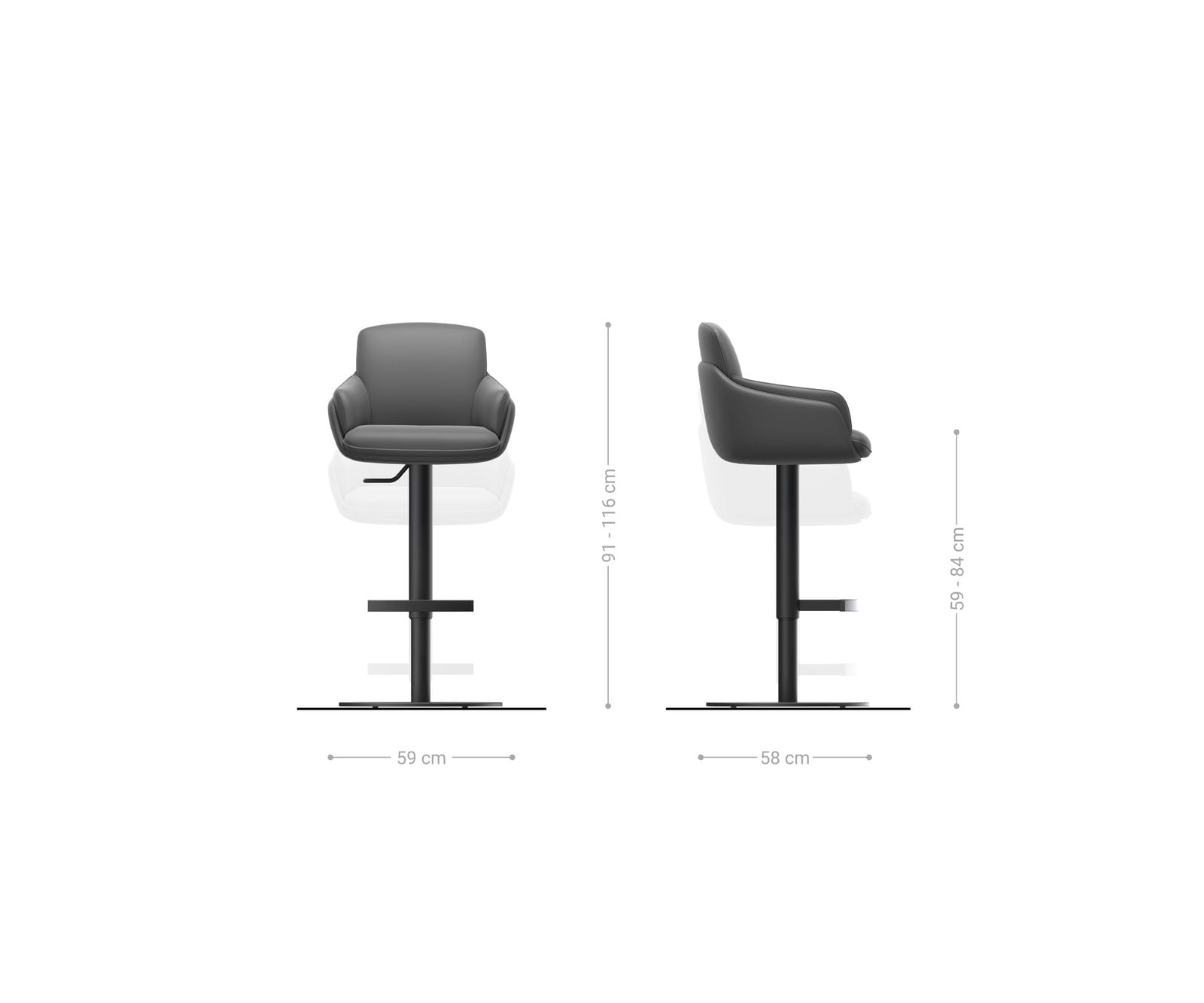 Barstuhl Luan-Flex Webstoff Soft Beige Drehfuß höhenverstellbar Metall Schwarz 5