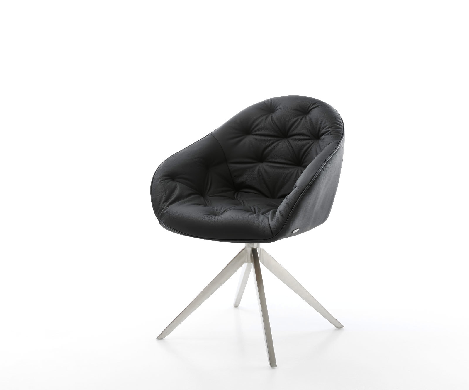 Drehstuhl Gaio-Flex Echt-Leder Schwarz Kreuzgestell breit Edelstahl 360° drehbar Wippfunktion Drehstuhl Gaio-Flex Echt-Leder Schwarz Kreuzgestell breit Edelstahl 360° drehbar Wippfunktion