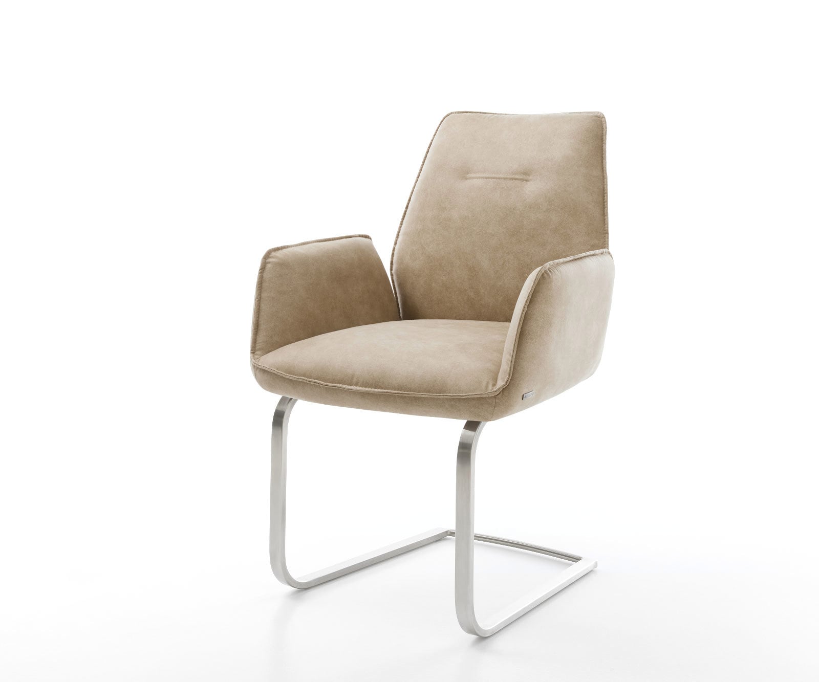 Freischwinger Zoa-Flex Mikrofaser Beige Vintage Freischwinger flach Edelstahl Taschenfederkern Freischwinger Zoa-Flex Mikrofaser Beige Vintage Freischwinger flach Edelstahl Taschenfederkern