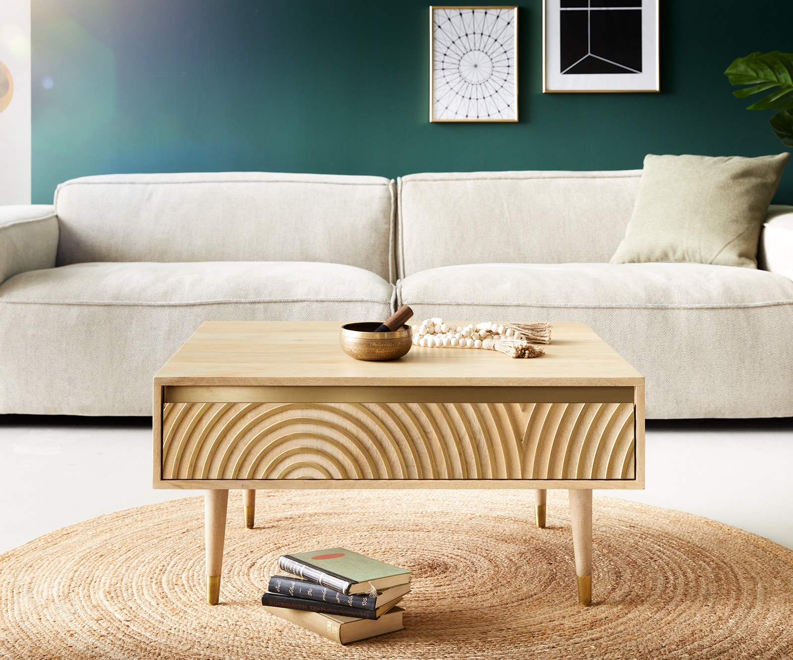 Couchtisch Budaya 80x60 cm Mango Natur 2 Schubfächer Fuß rund 1 Couchtisch Budaya 80x60 cm Mango Natur 2 Schubfächer Fuß rund 1