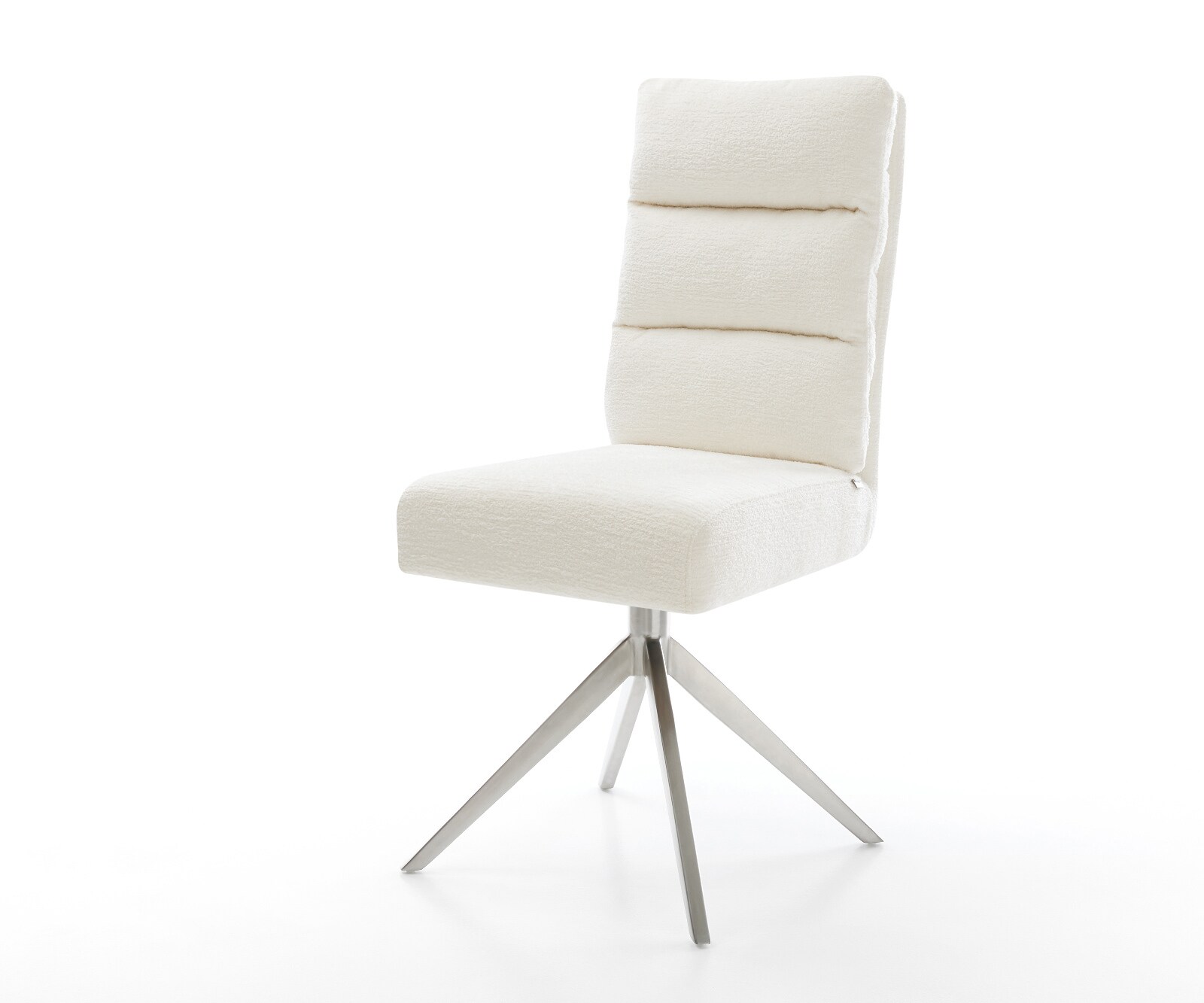 Drehstuhl Pela-Flex Bouclé Soft Beige Kreuzgestell breit Edelstahl 360° dre günstig online kaufen