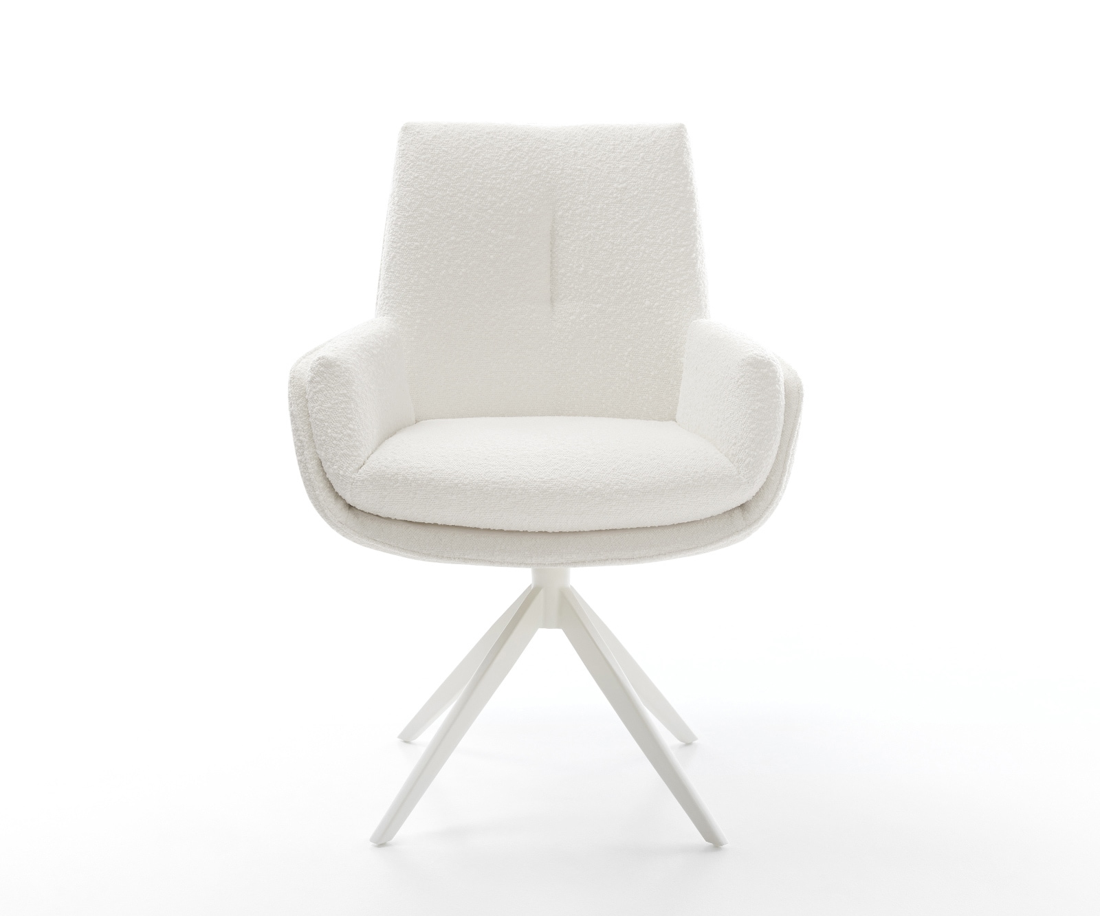 Drehstuhl Clea-Flex Bouclé Creme-Weiß Kreuzgestell breit Weiß 360° drehbar Wippfunktion 2