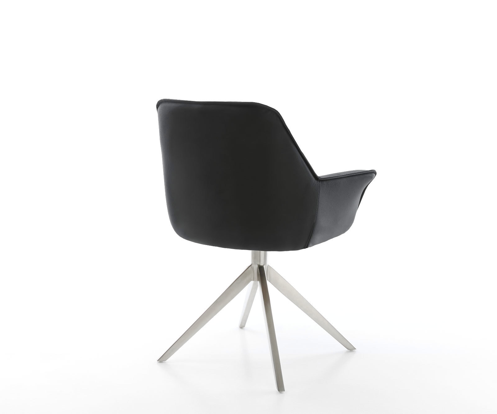 Esszimmerstuhl Kaira-Flex Echt-Leder Schwarz Kreuzgestell breit Edelstahl 4 Esszimmerstuhl Kaira-Flex Echt-Leder Schwarz Kreuzgestell breit Edelstahl 4