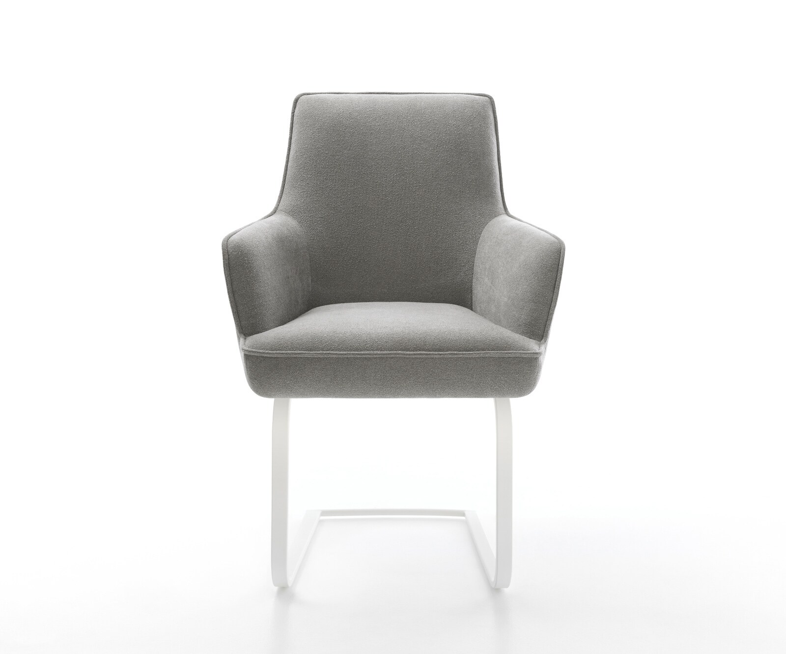 Freischwinger Heira-Flex mit Armlehnen Strukturstoff Soft Grau Freischwinger flach Weiß Taschenfederkern 2