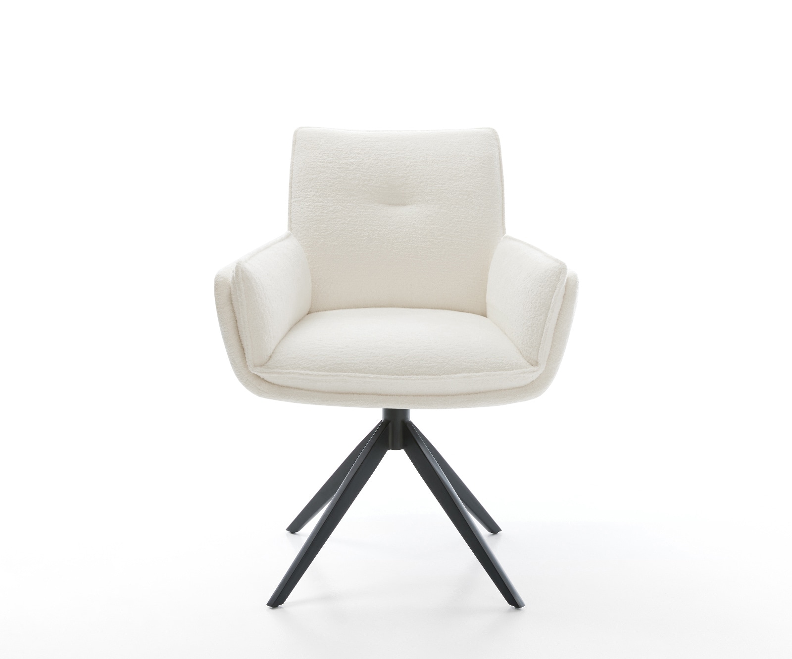 Drehstuhl Nela-Flex Bouclé Soft Beige Kreuzgestell breit Schwarz 360° drehbar Wippfunktion 2