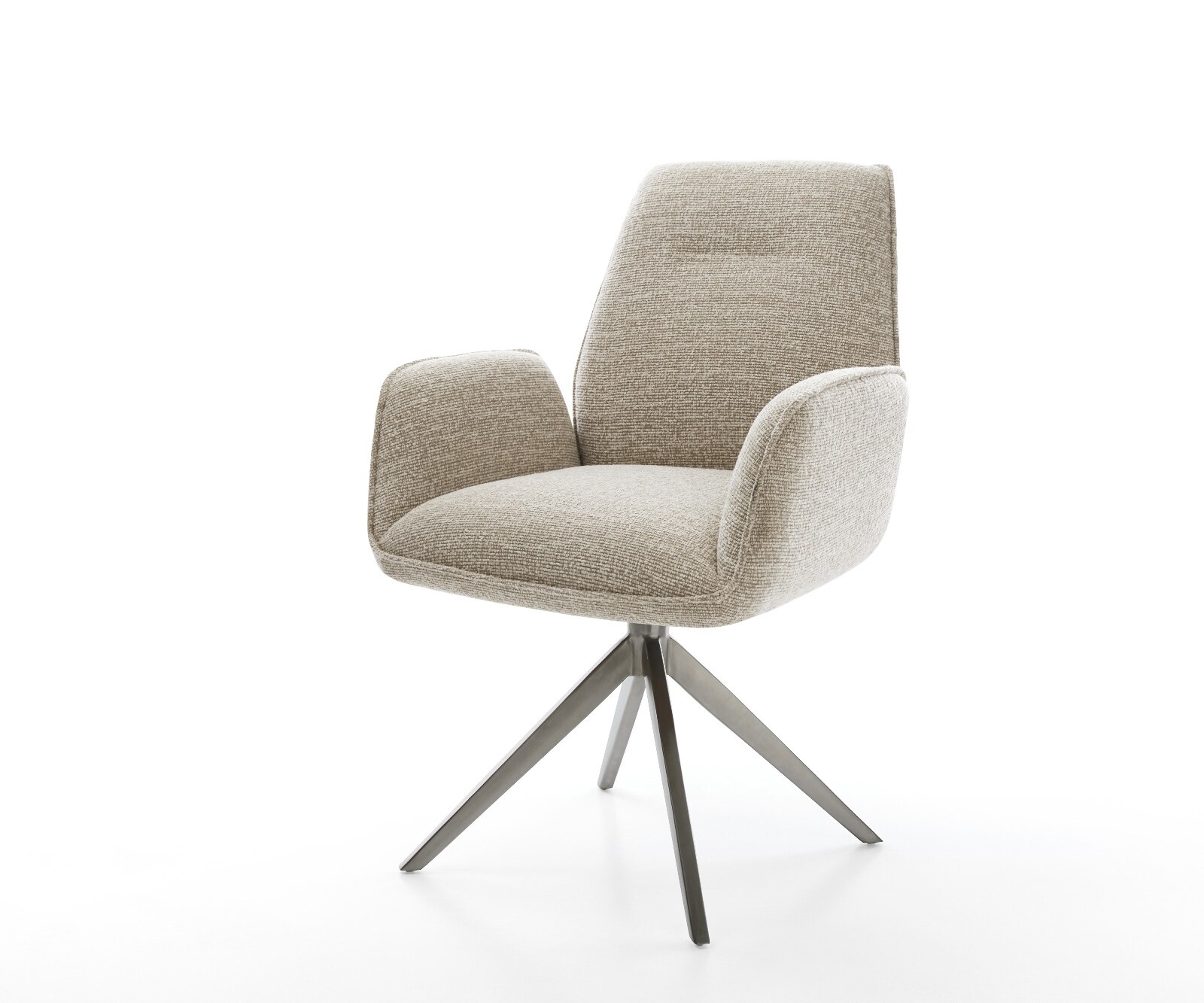 Chaise-pivotante Zoa-Flex tissu tissé doux beige pied croisé large grafiete pivotement sur 360° fonction bascule ressorts ensachés