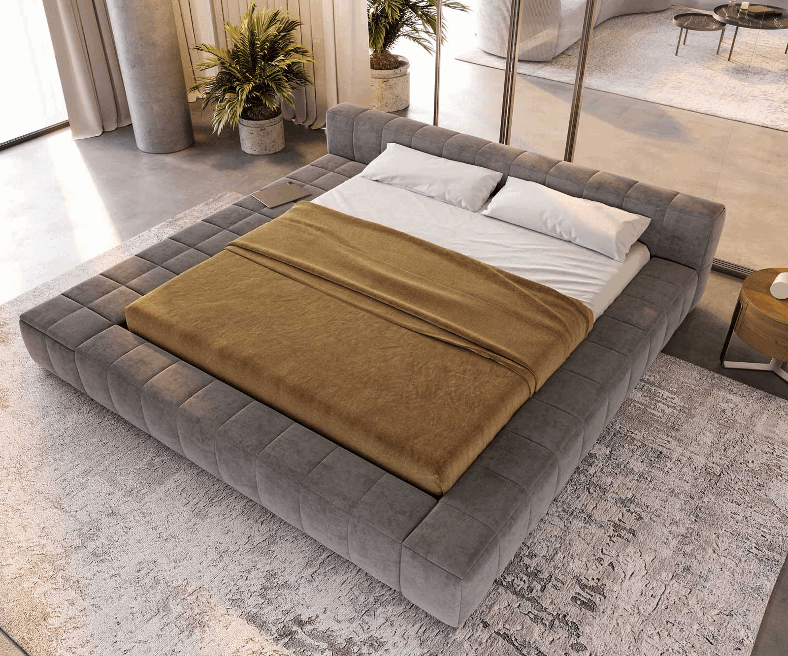 Polsterbettgestell Espazio 180x200 cm Mikrofaser Grau mit Stauraum 3