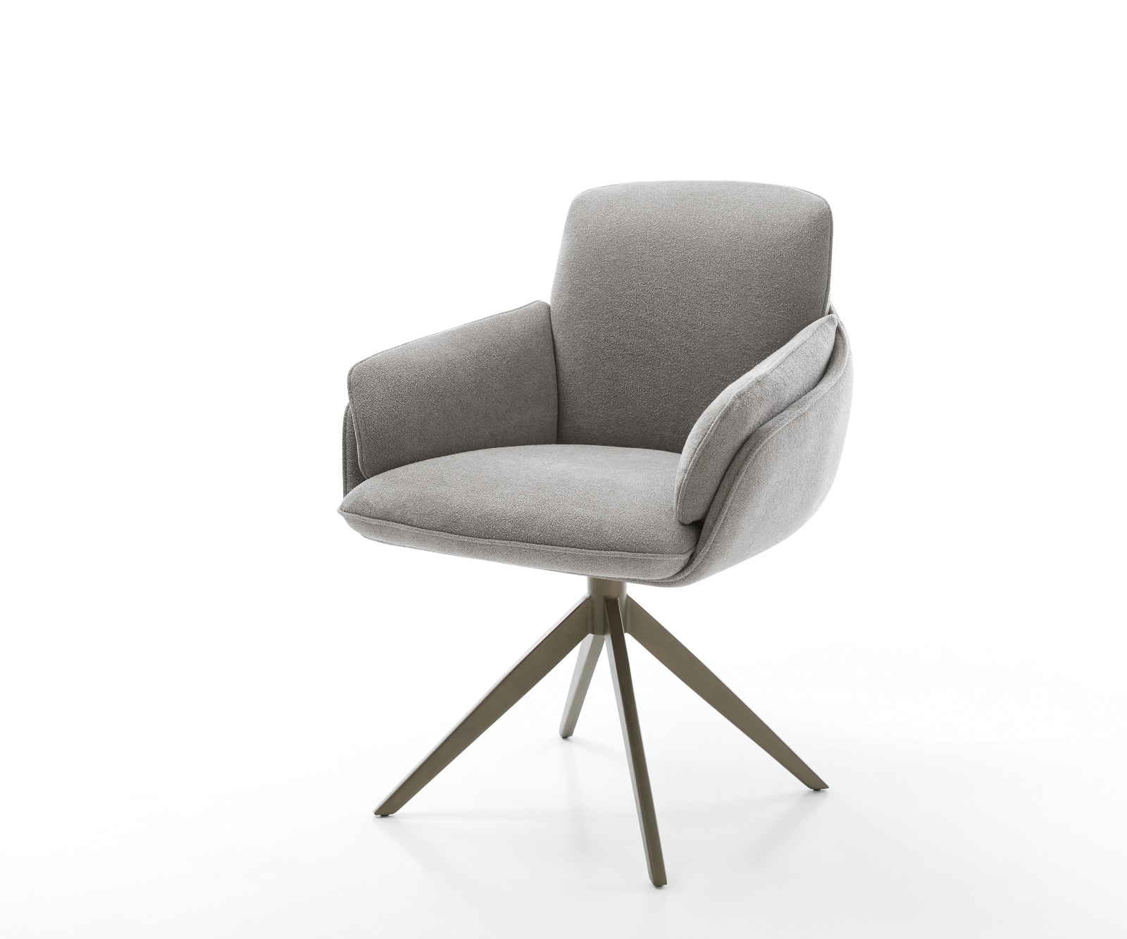 Drehstuhl Luan-Flex mit Armlehnen Strukturstoff Soft Grau Kreuzgestell breit Effektfinish Titan 360° drehbar Wippfunktion