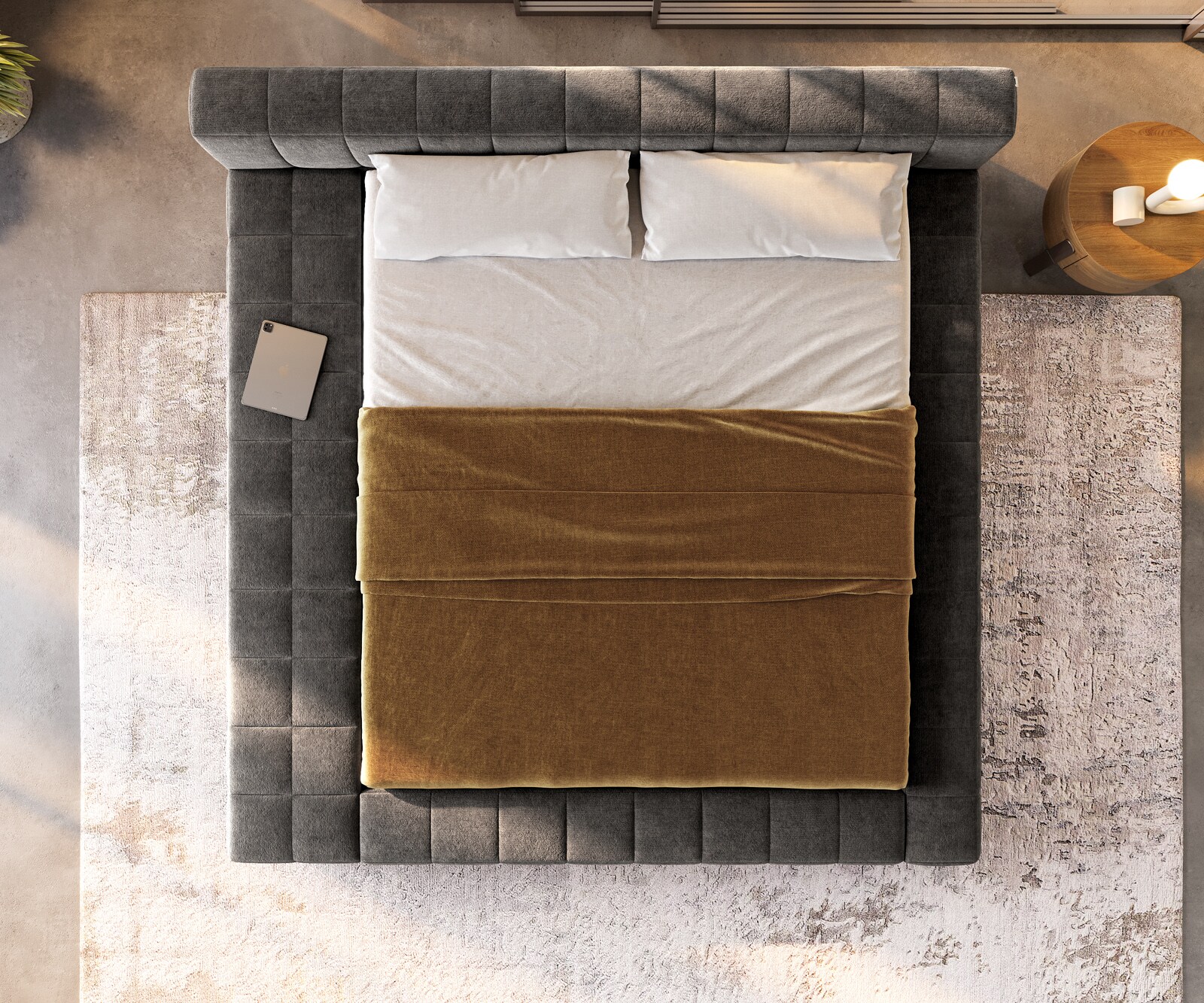 Polsterbettgestell Espazio 180x200 cm Bouclé Soft Schlamm mit Stauraum 5
