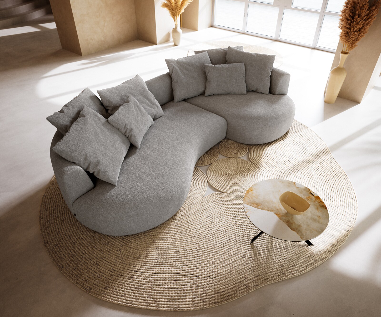 Big-Sofa Edina 330x170 cm Strukturstoff Soft Grau 3