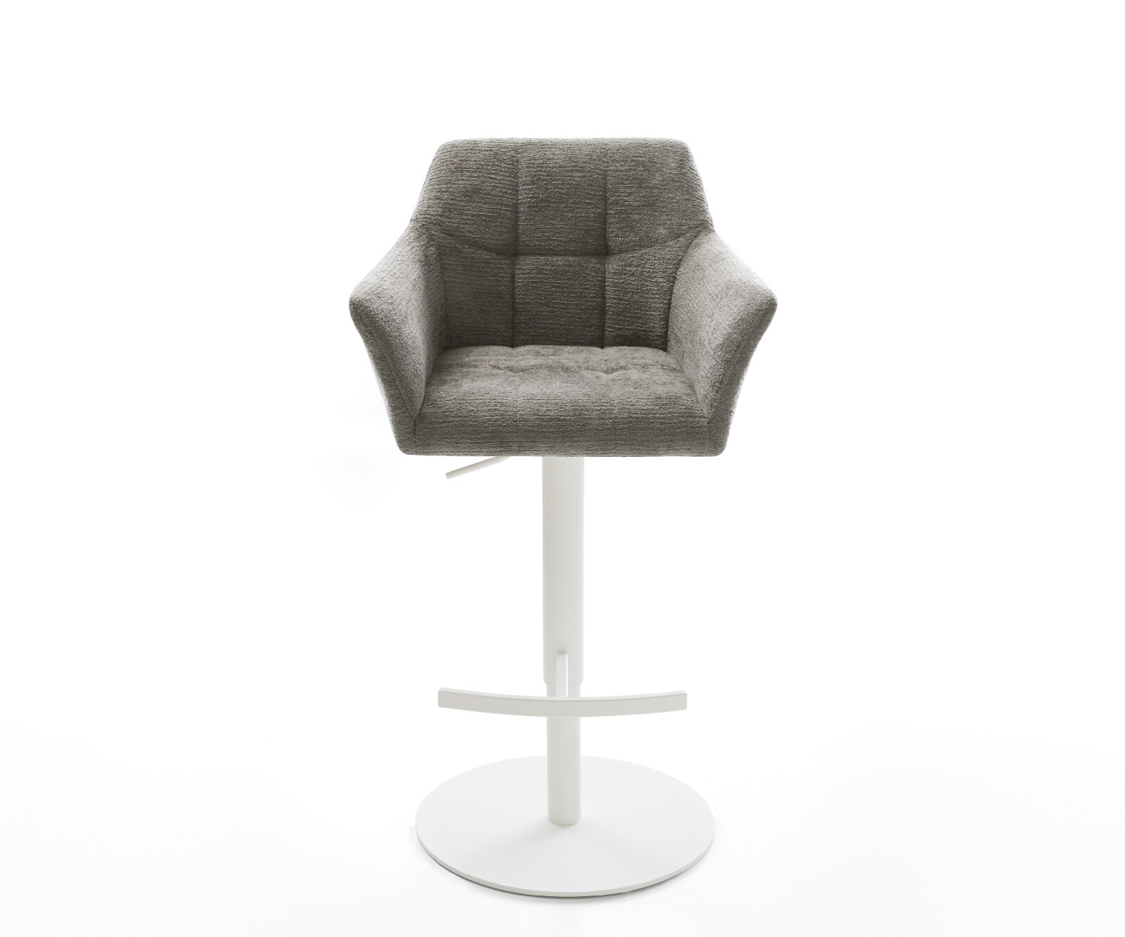 Barstuhl Yulo-Flex Bouclé Soft Schlamm Drehfuß höhenverstellbar Metall Weiß 2