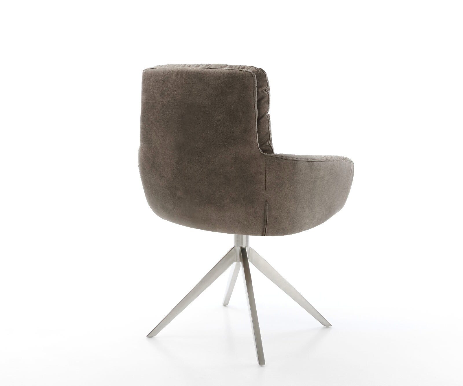 Drehstuhl Abelia-Flex mit Armlehnen Mikrofaser Taupe Vintage Kreuzgestell breit Edelstahl 360° drehbar Wippfunktion 4
