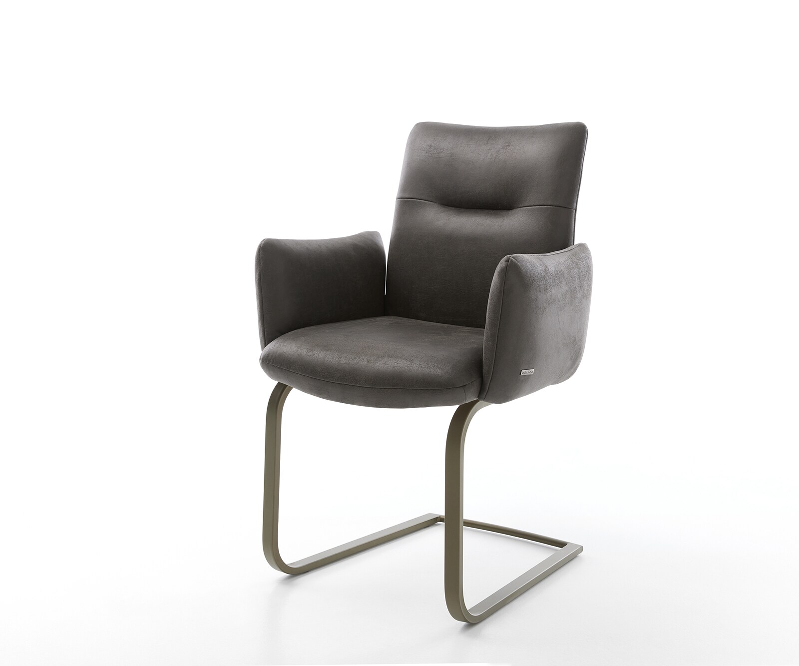 Freischwinger Jova-Flex mit Armlehnen Anthrazit Vintage Freischwinger flach Effektfinish Titan Taschenfederkern