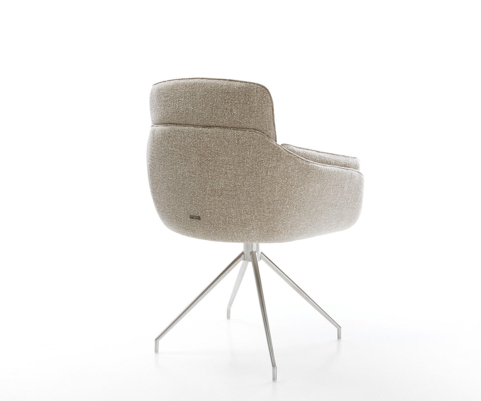Esszimmerstuhl Luan-Flex mit Armlehnen Webstoff Soft Beige Kreuzgestell konisch Edelstahl 5