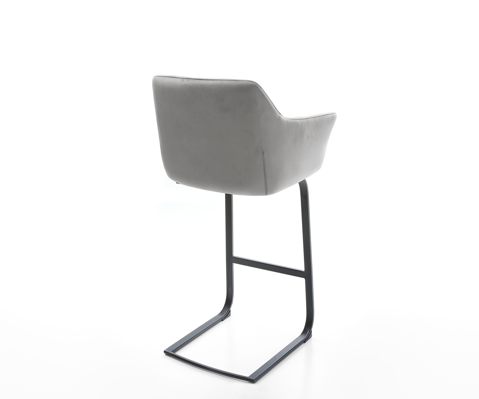 Barstuhl Yulo-Flex Samt Grau Freischwinger flach Metall 5