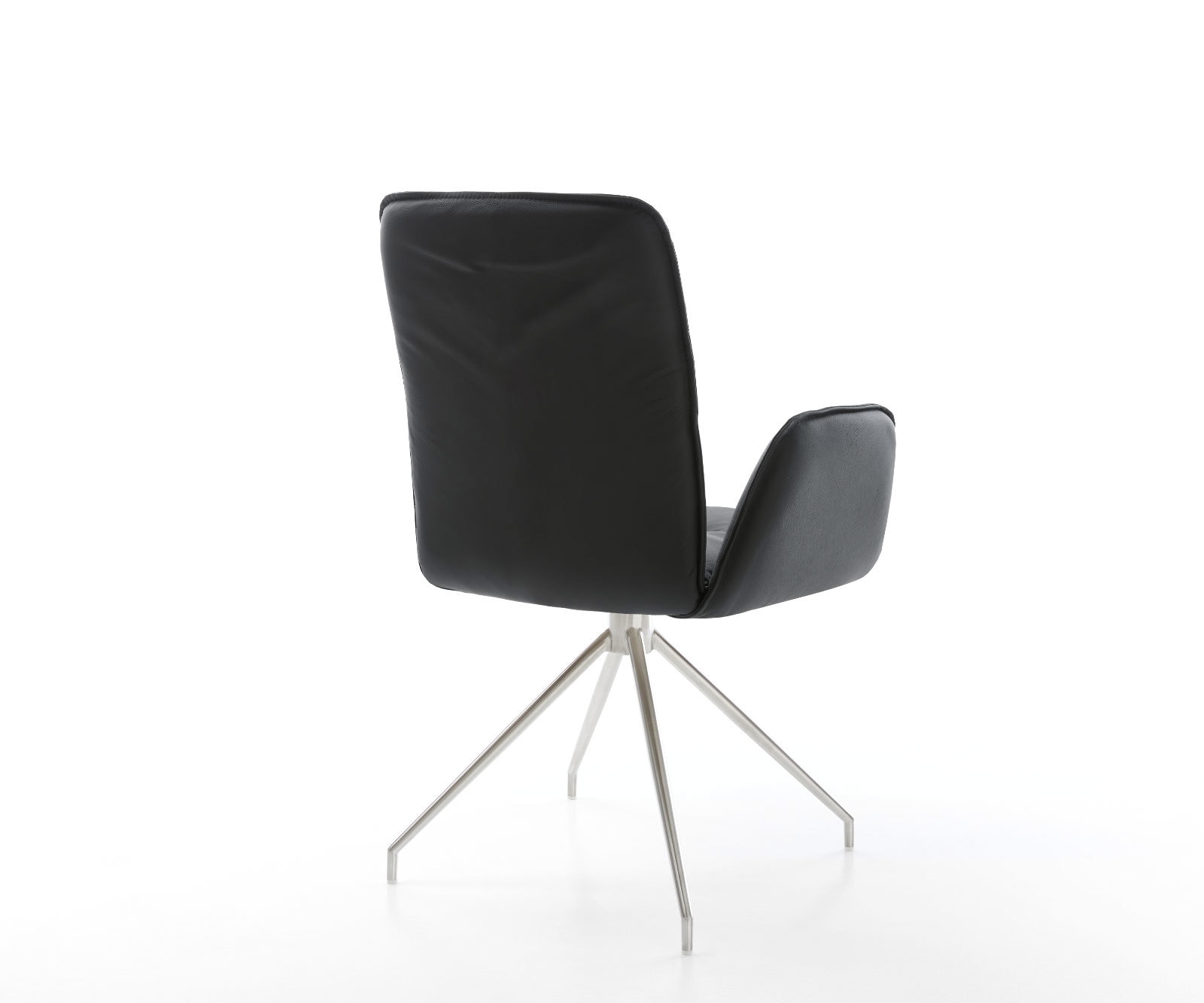Esszimmerstuhl Vinja-Flex Echt-Leder Schwarz Kreuzgestell konisch Edelstahl 4 Esszimmerstuhl Vinja-Flex Echt-Leder Schwarz Kreuzgestell konisch Edelstahl 4
