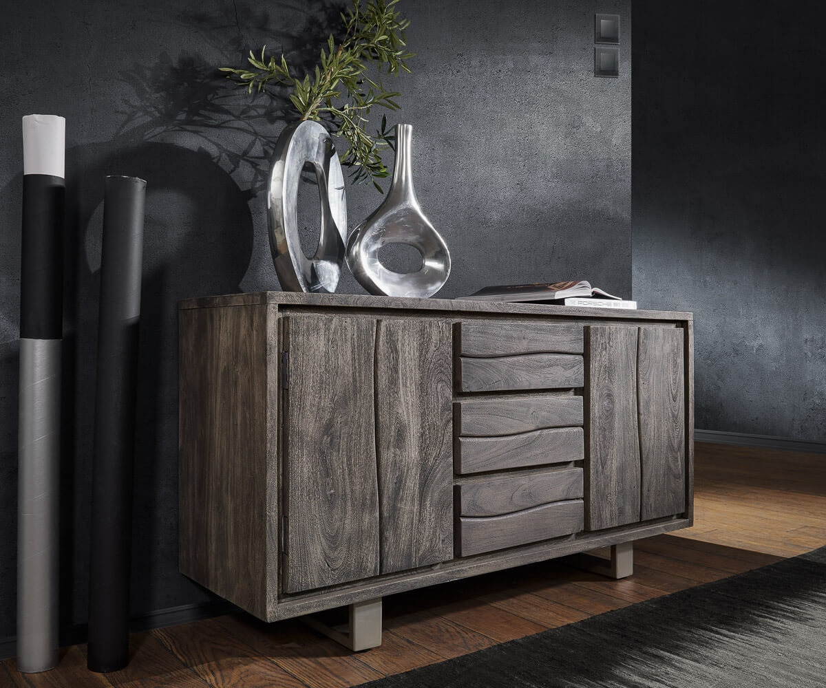 Kommode Live-Edge Türen & Schubkästen Baumkante Sideboard 1