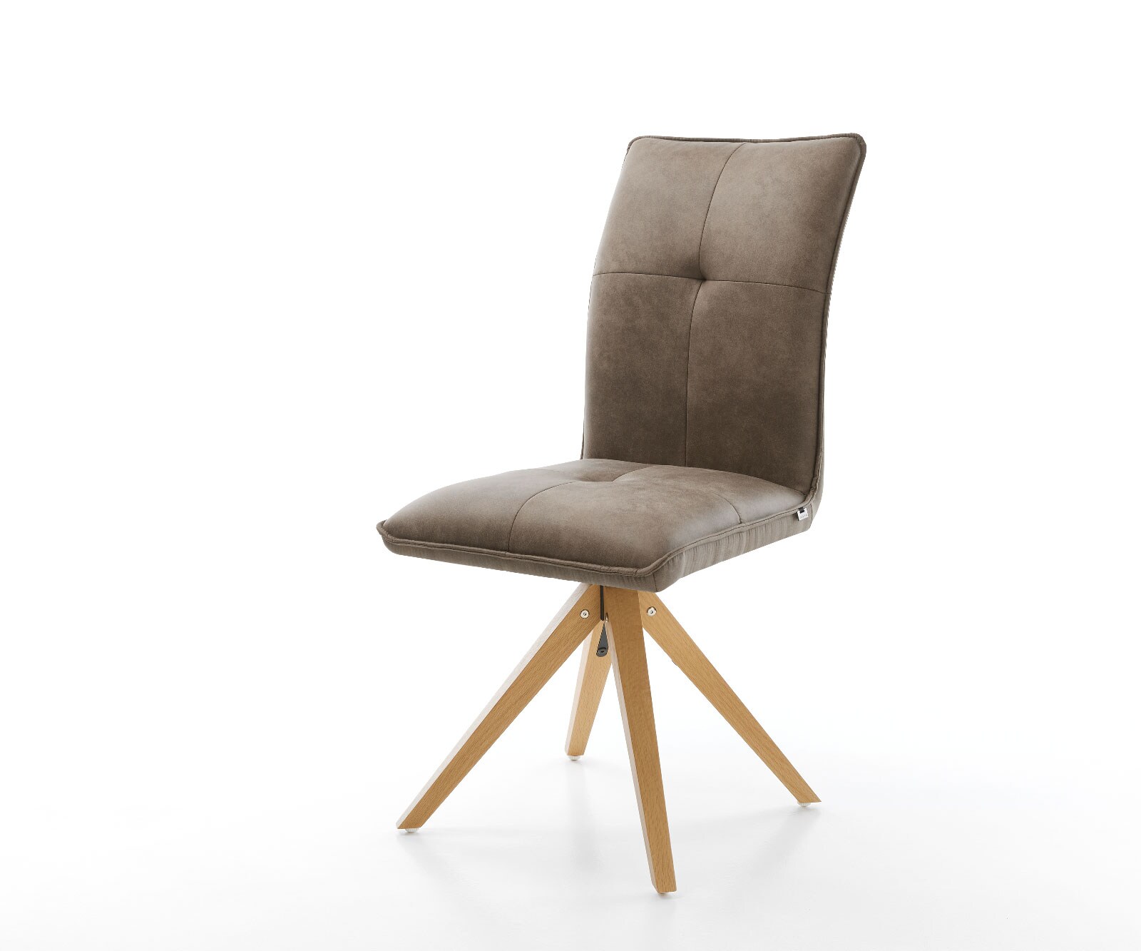 Drehstuhl Maddy-Flex Taupe Vintage Holzgestell kantig 180° drehbar Wellenfederung