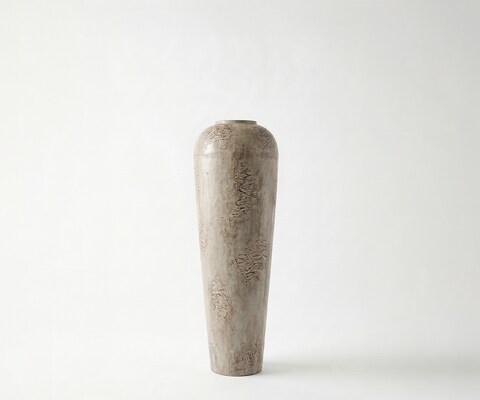 Vase Tavera B24 x T24 x H70 cm Metall Ivory Terra Handgemacht