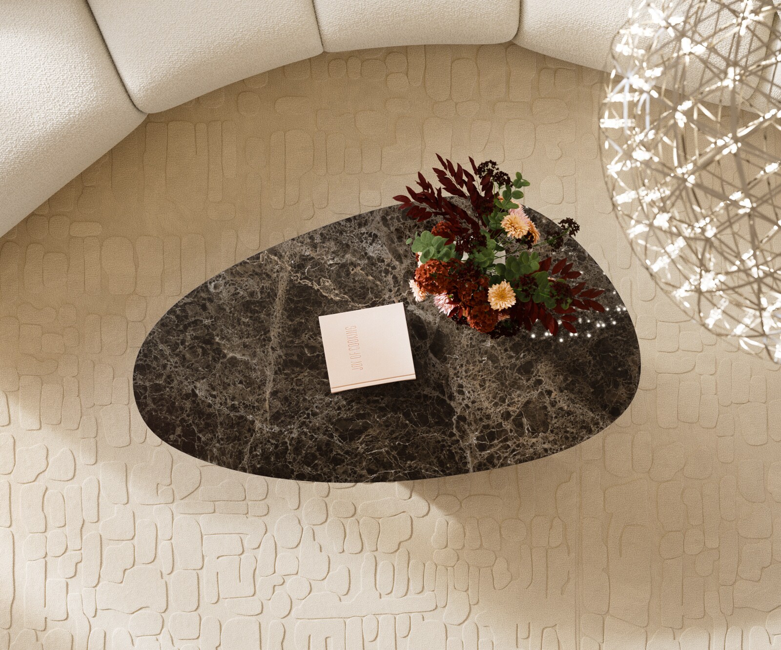Couchtisch Edge Oval 140x75 cm Keramik Laminam® Emperador Extra Lucidato Dunkelbraun Vibany Edelstahl gebürstet 5