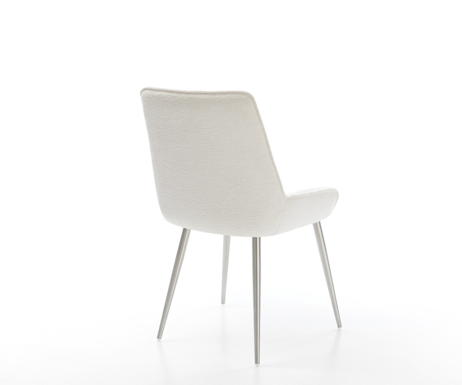 Esszimmerstuhl Taimi-Flex Bouclé Soft Beige 4-Fuß konisch Edelstahl 4