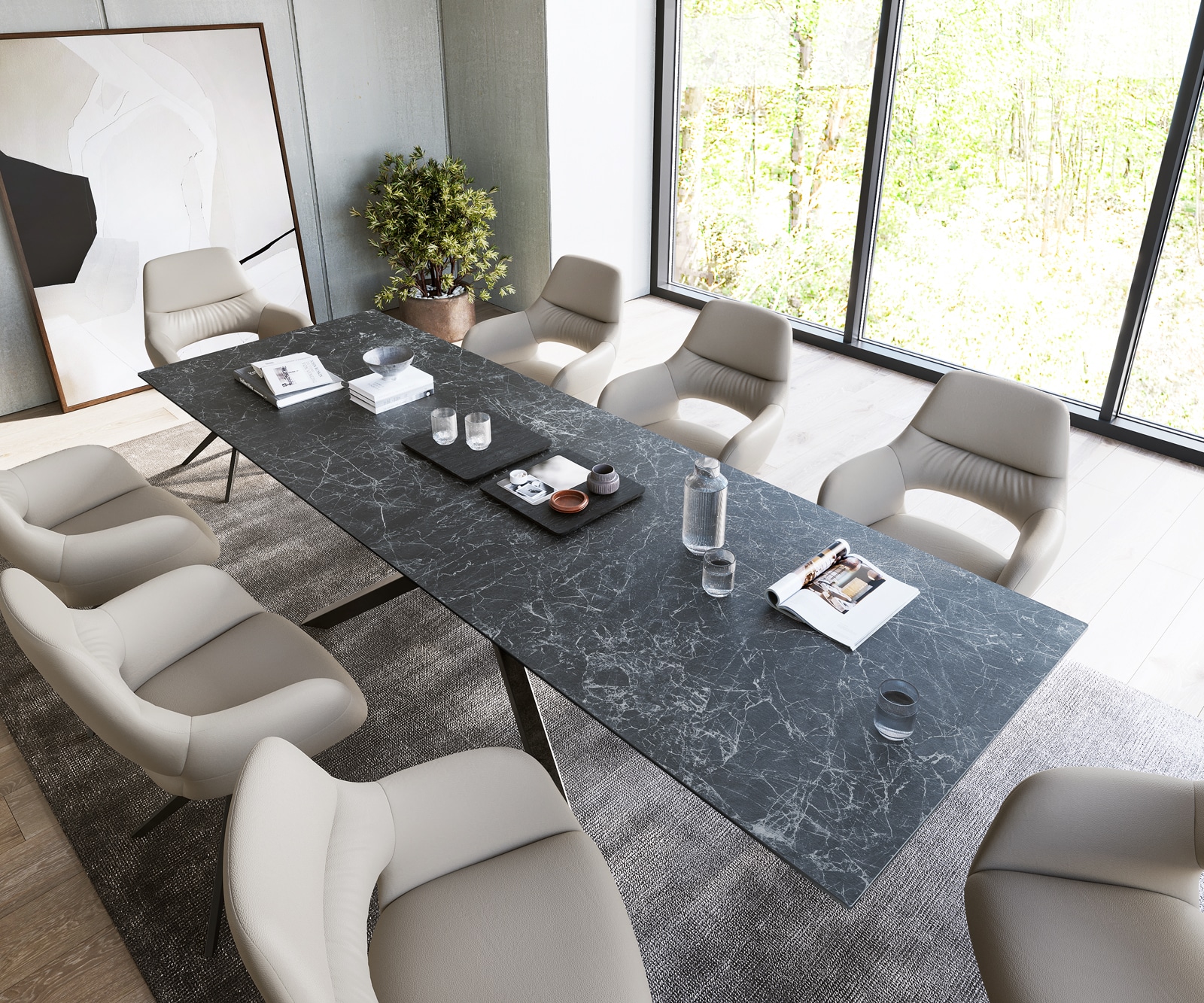 Esstisch Edge 300x100cm Keramik Laminam®Nero Greco Anthrazit Mittelfuß Kreuz Schwarz 4 Esstisch Edge 300x100cm Keramik Laminam®Nero Greco Anthrazit Mittelfuß Kreuz Schwarz 4