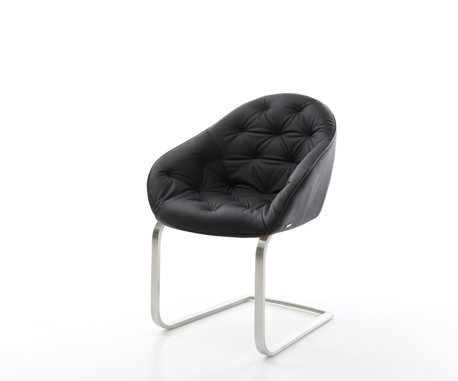 Freischwinger Gaio-Flex Echt-Leder Schwarz Freischwinger flach Edelstahl
