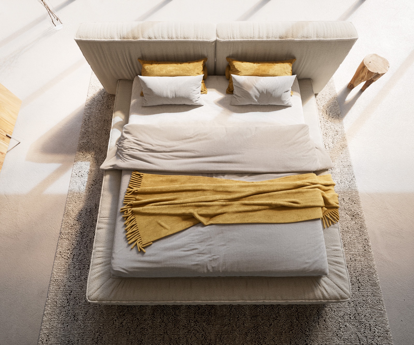 Polsterbettgestell Coperti 180x200 cm Bouclé Creme-Weiß 5 Polsterbettgestell Coperti 180x200 cm Bouclé Creme-Weiß 5
