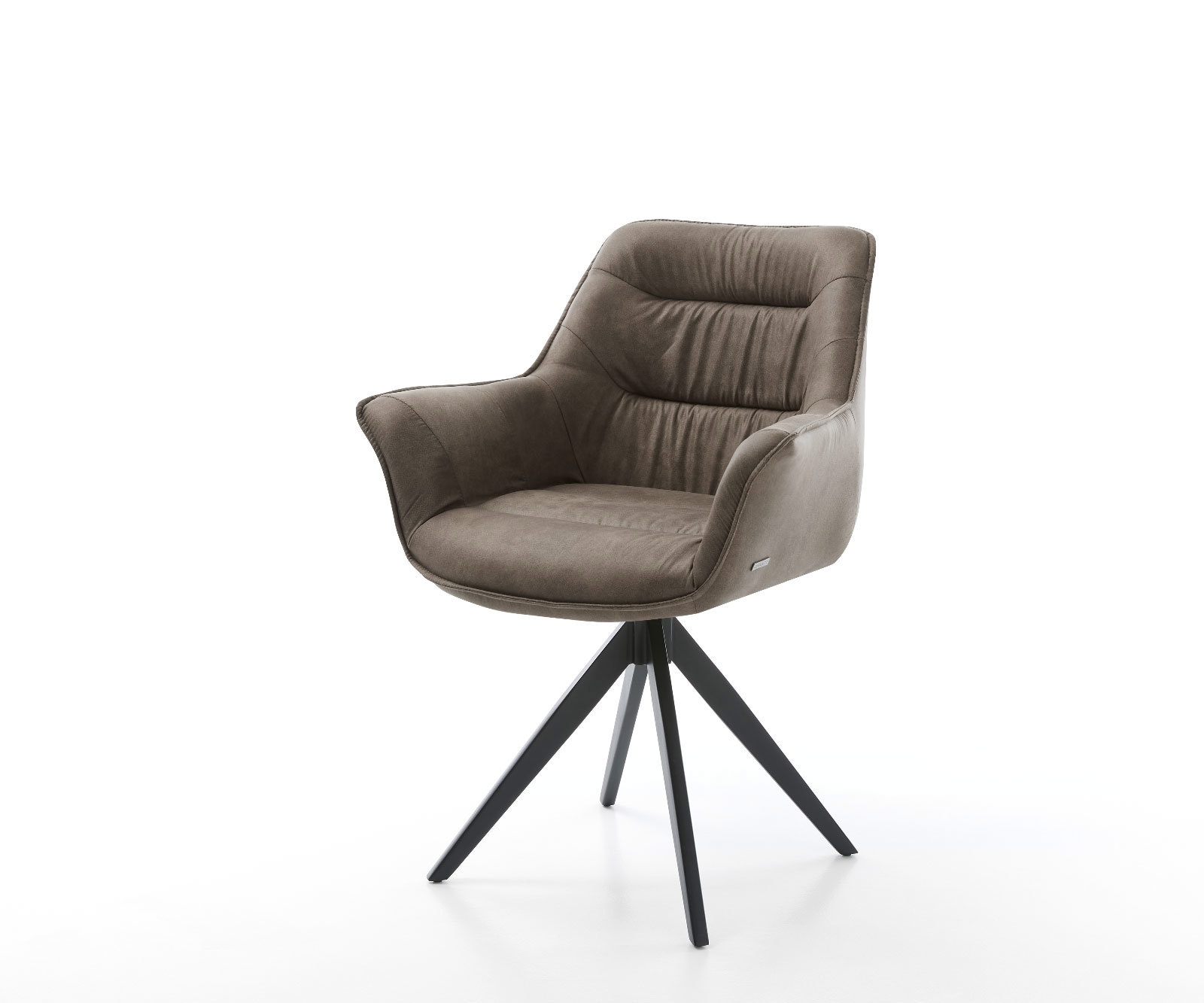 Esszimmerstuhl Kaira-Flex Mikrofaser Taupe Vintage Kreuzgestell kantig Schwarz Esszimmerstuhl Kaira-Flex Mikrofaser Taupe Vintage Kreuzgestell kantig Schwarz