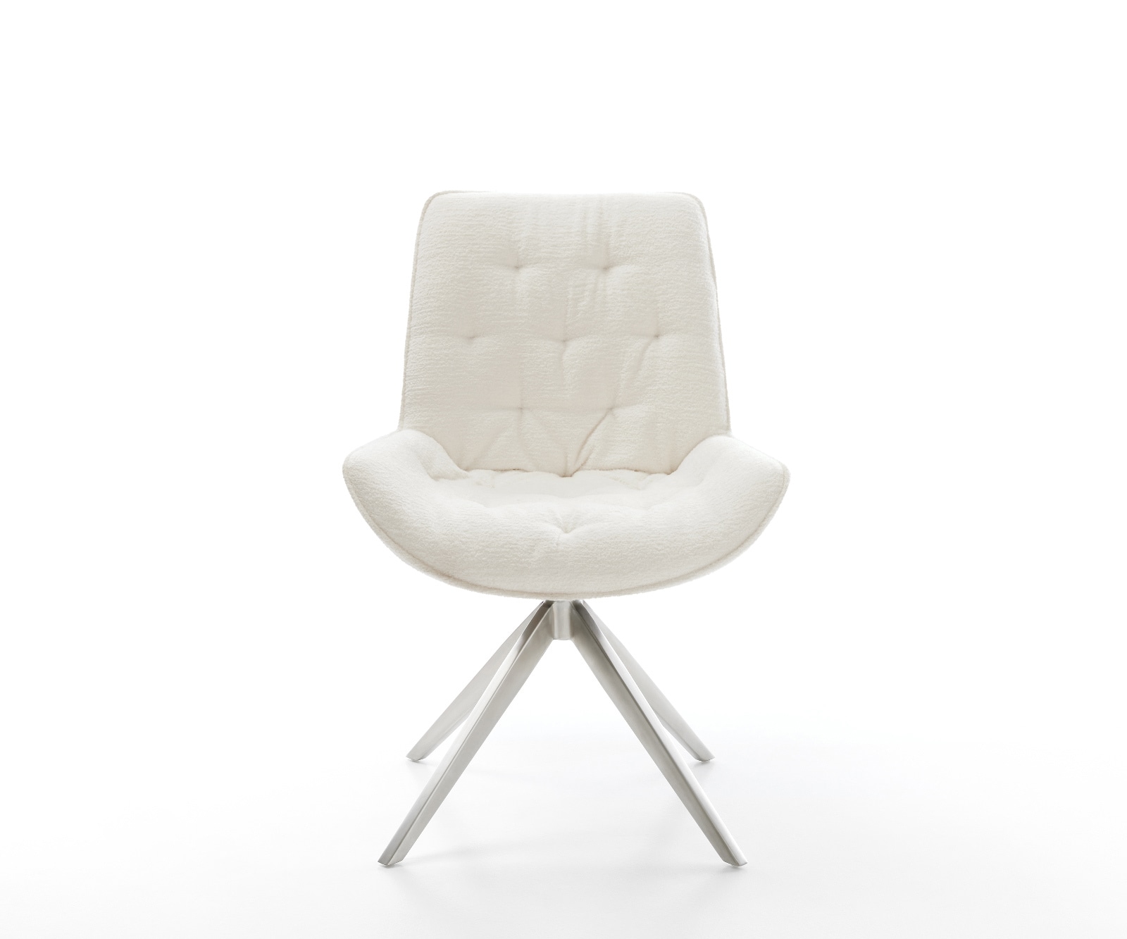 Drehstuhl Taimi-Flex Bouclé Soft Beige Kreuzgestell breit Edelstahl 360° drehbar Wippfunktion 2