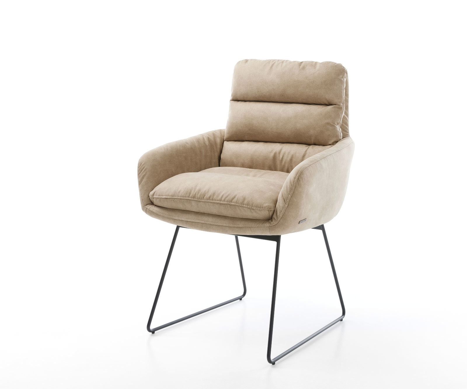 Esszimmerstuhl Abelia-Flex mit Armlehnen Mikrofaser Beige Vintage Kufengestell Schwarz Esszimmerstuhl Abelia-Flex mit Armlehnen Mikrofaser Beige Vintage Kufengestell Schwarz