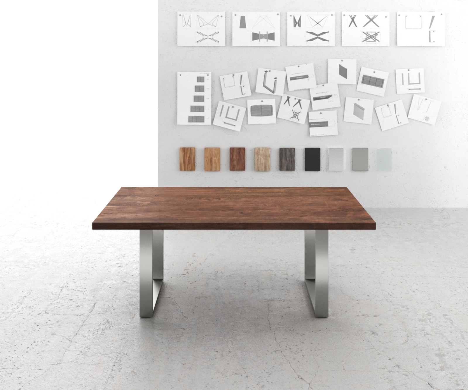 Esstisch Edge 200x100 XL Akazie Braun Edelstahl Schmal 1 Esstisch Edge 200x100 XL Akazie Braun Edelstahl Schmal 1
