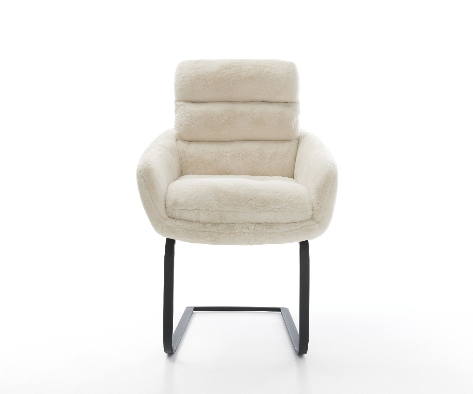 Freischwinger Abelia-Flex mit Armlehnen Plüsch Creme-Weiß Freischwinger flach Schwarz 2