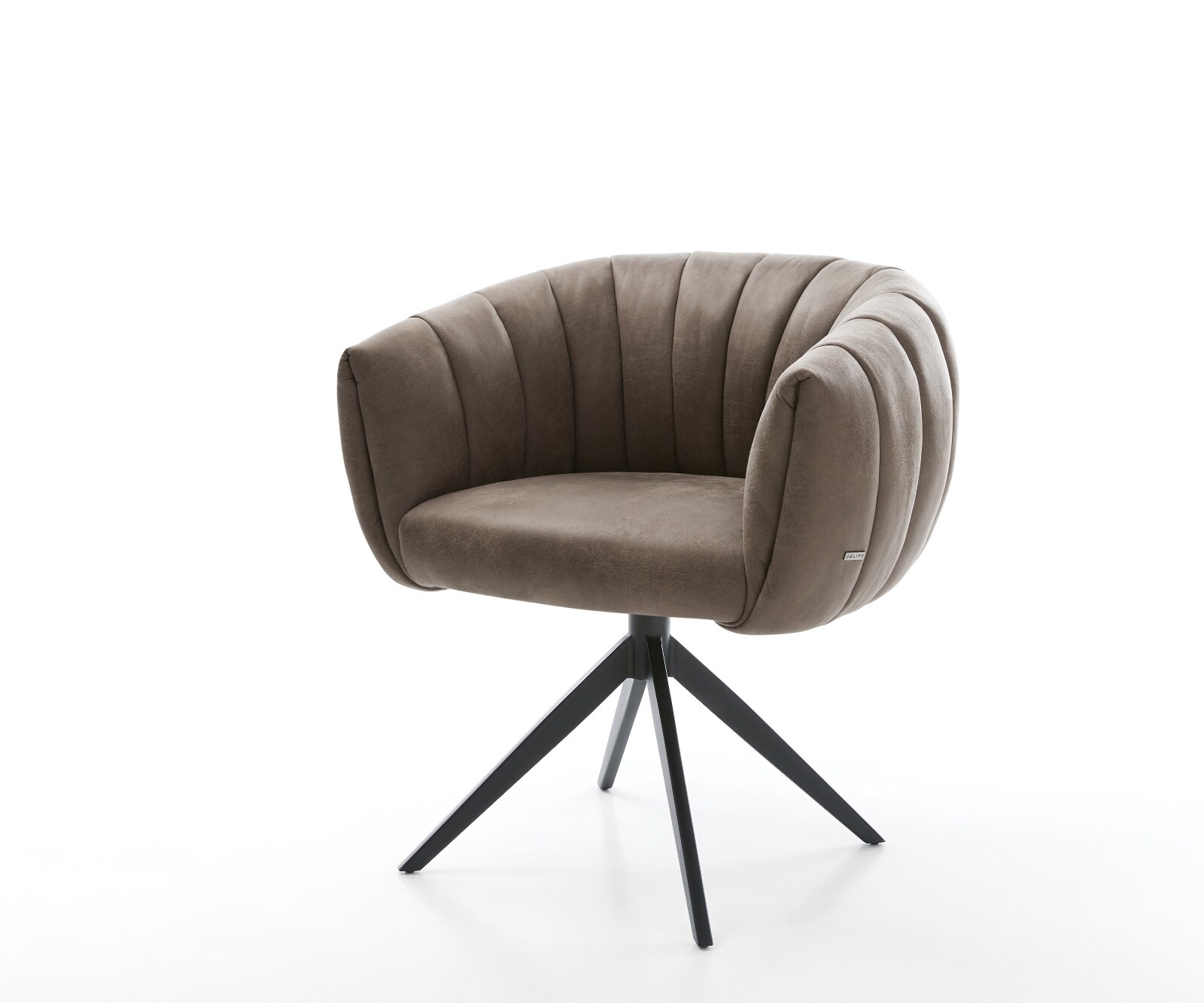 Drehstuhl Jada-Flex Mikrofaser Taupe Vintage Kreuzgestell breit Schwarz 360° drehbar Wippfunktion Taschenfederkern