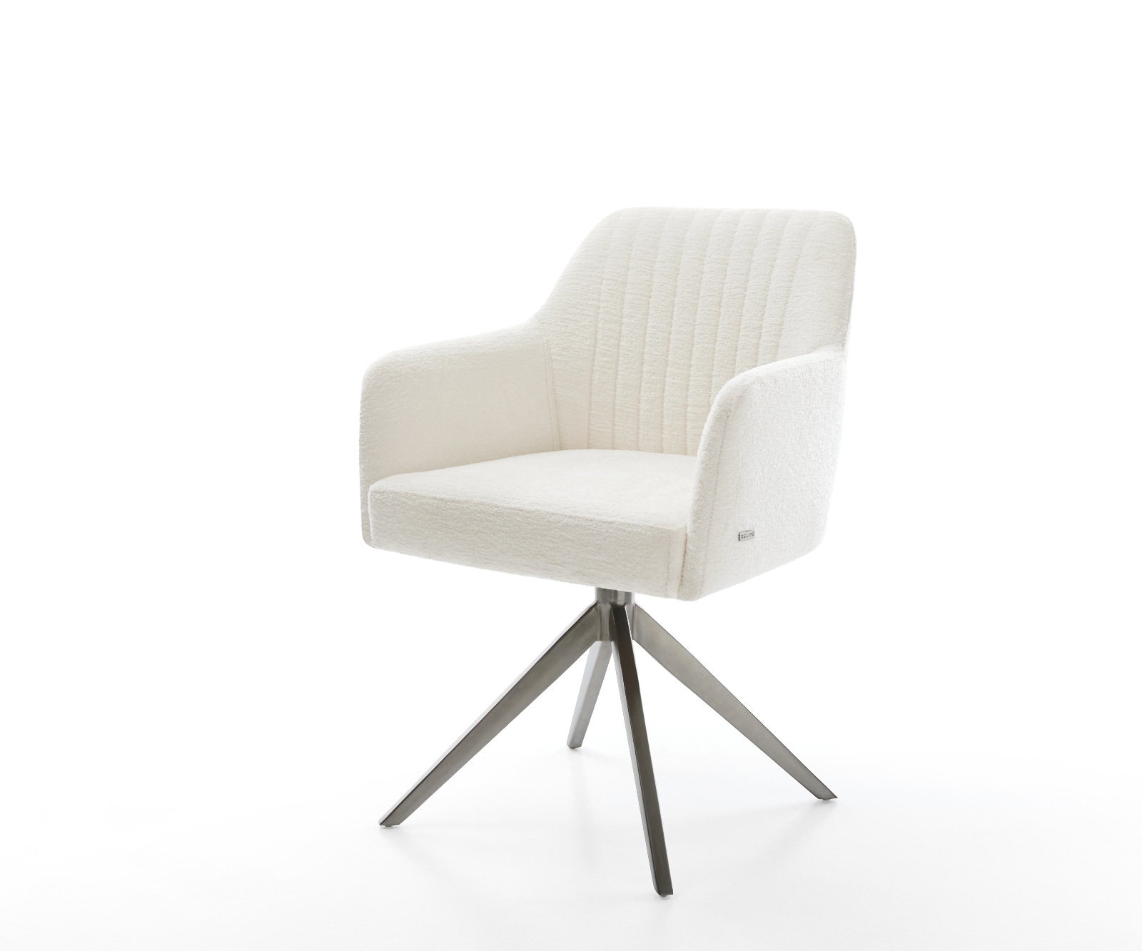 Drehstuhl Greg-Flex Bouclé Soft Beige Kreuzgestell breit Graphit 360° drehbar Wippfunktion Taschenfederkern