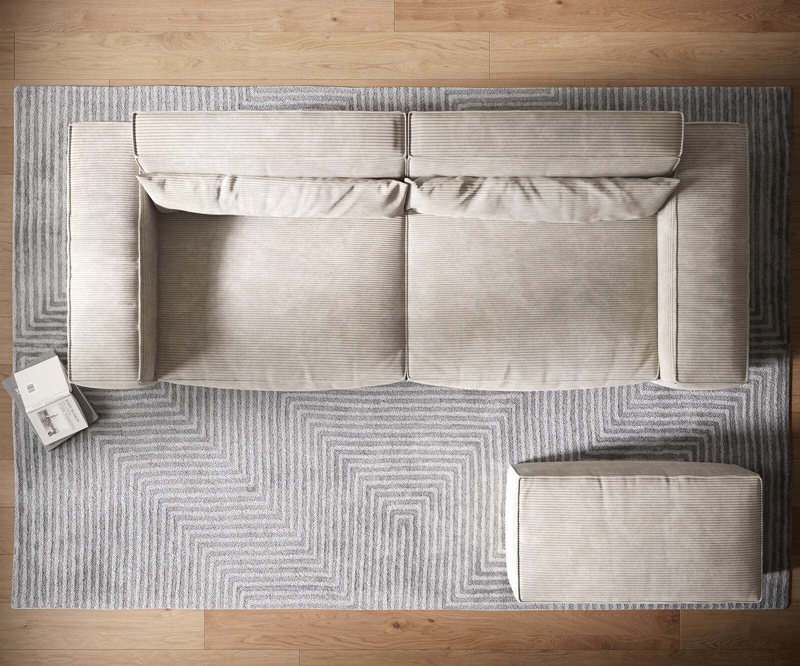 Big-Sofa Sirpio XL 270x130 cm Cord Beige mit Hocker 5