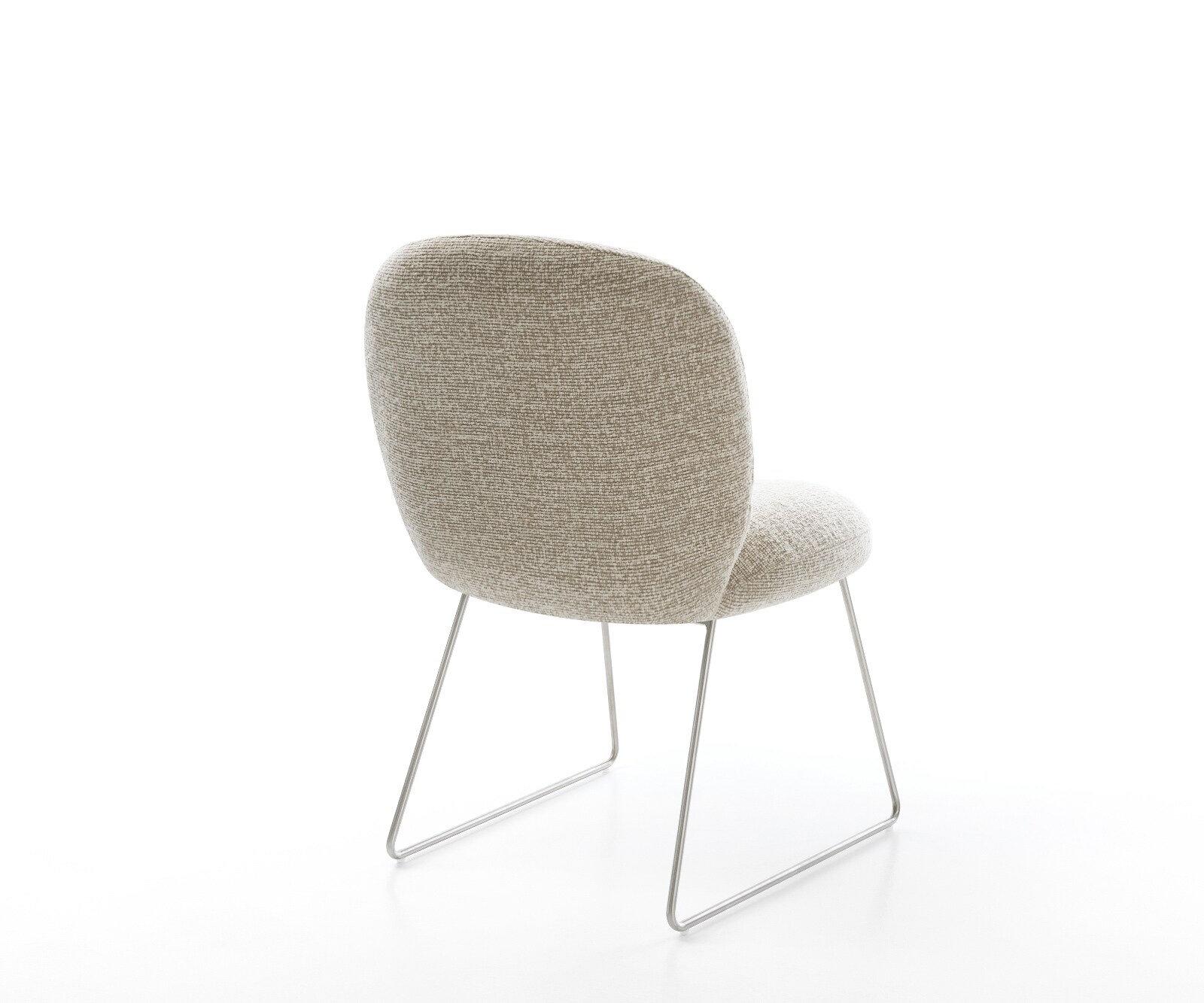 Esszimmerstuhl Nube-Flex Webstoff Soft Beige Kufengestell Edelstahl Taschenfederkern 5